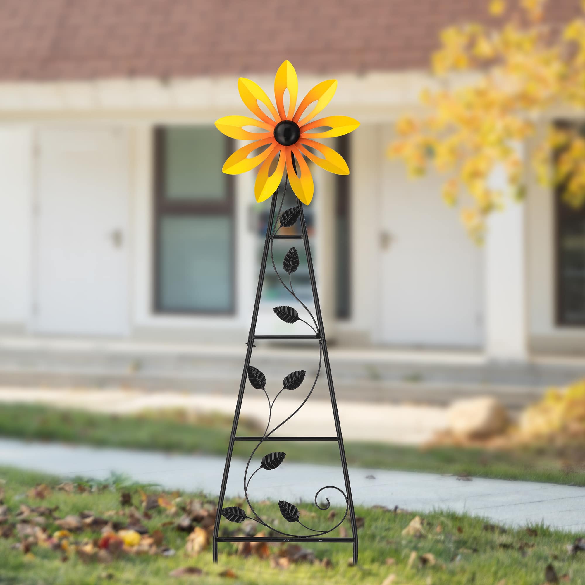 Glitzhome® 44" Metal Flower Wind Spinner Garden Stake