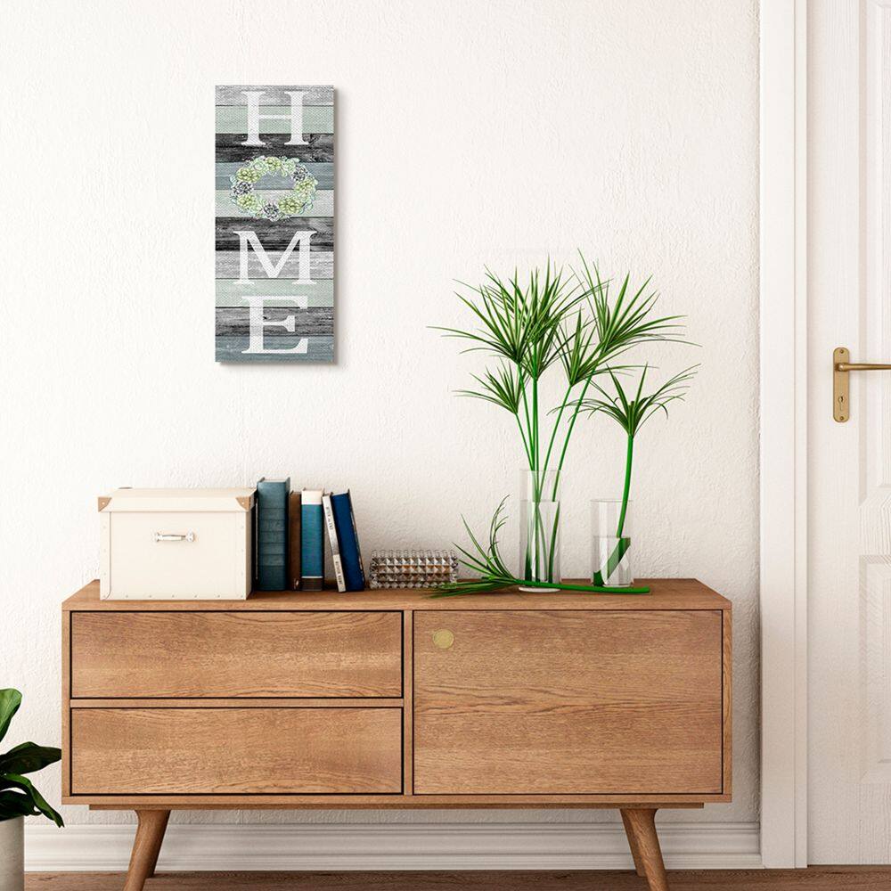 Stupell Industries Succulent Wreath Welcome Home Sign Green Black Canvas Wall Art