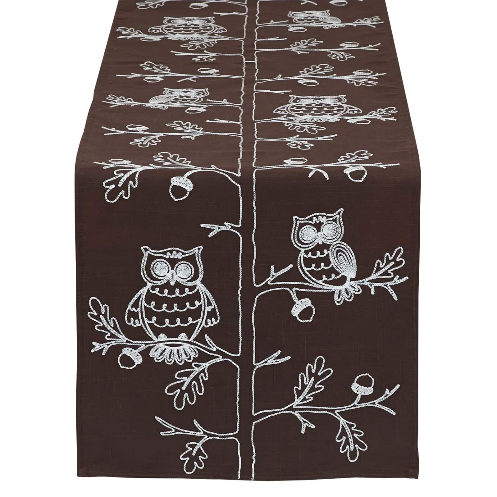 Table Runner Embroidered Owls"