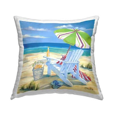 Stupell Industries Nautical Beach Scene Lounge Chair Throw Pillow, 18 ...