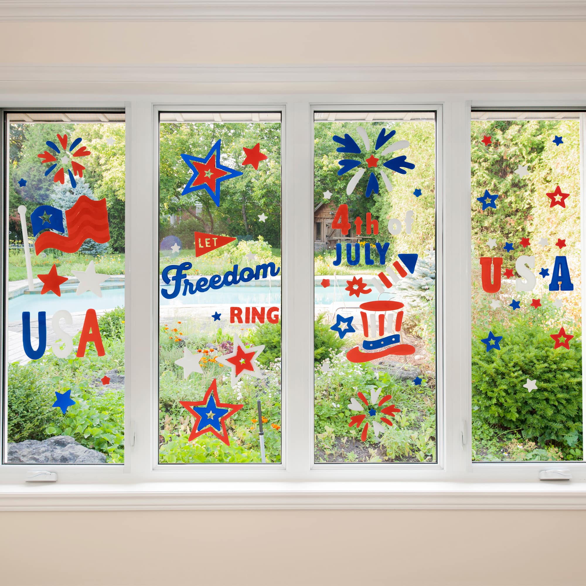 Double Sided Patriotic Celebration Gel Window Cling Set