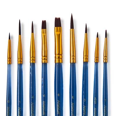 Necessities™ Brown Synthetic Acrylic 9 Piece Brush Combo by Artist's Loft® image