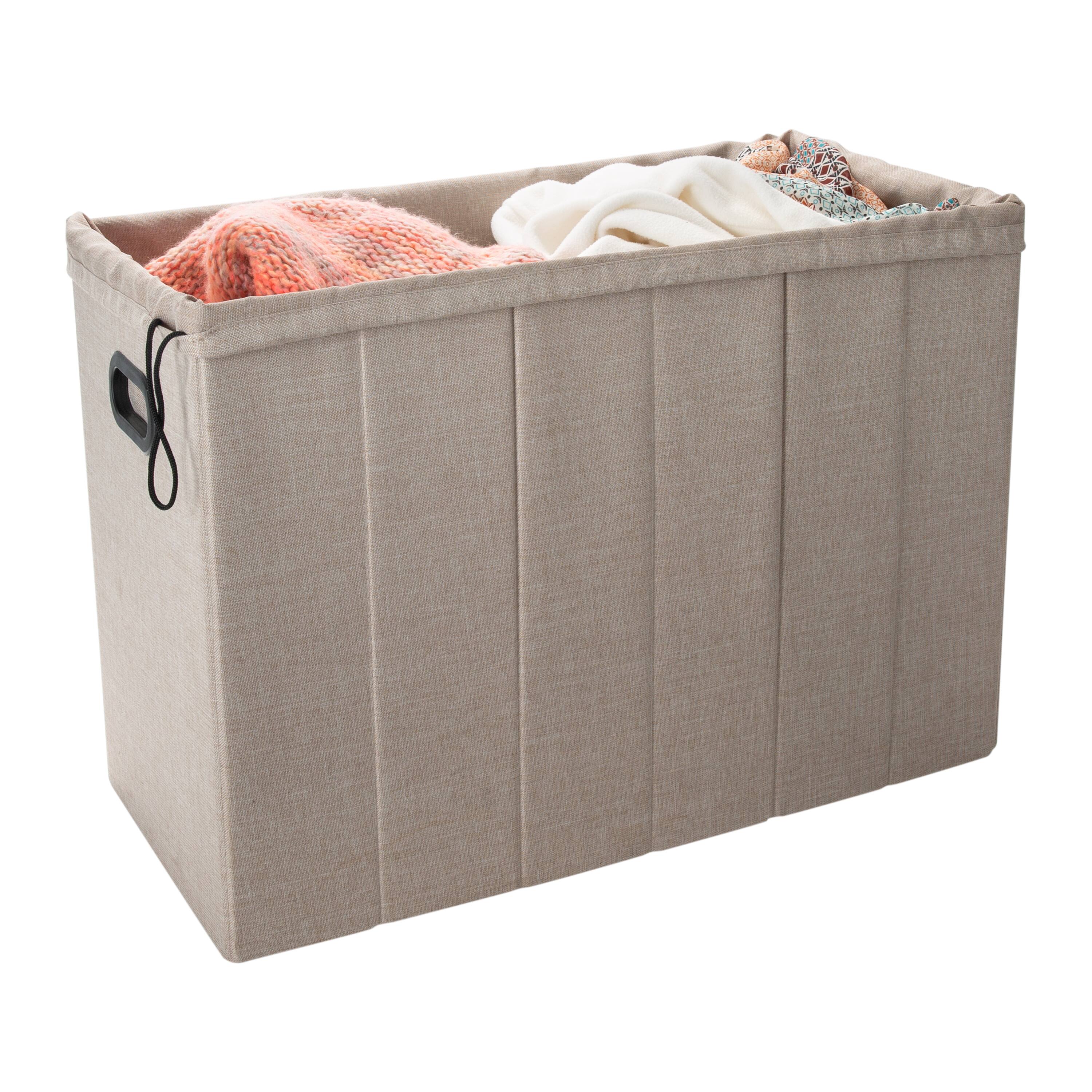 Simplify Natural Collapsible Flip Top Hamper Ottoman