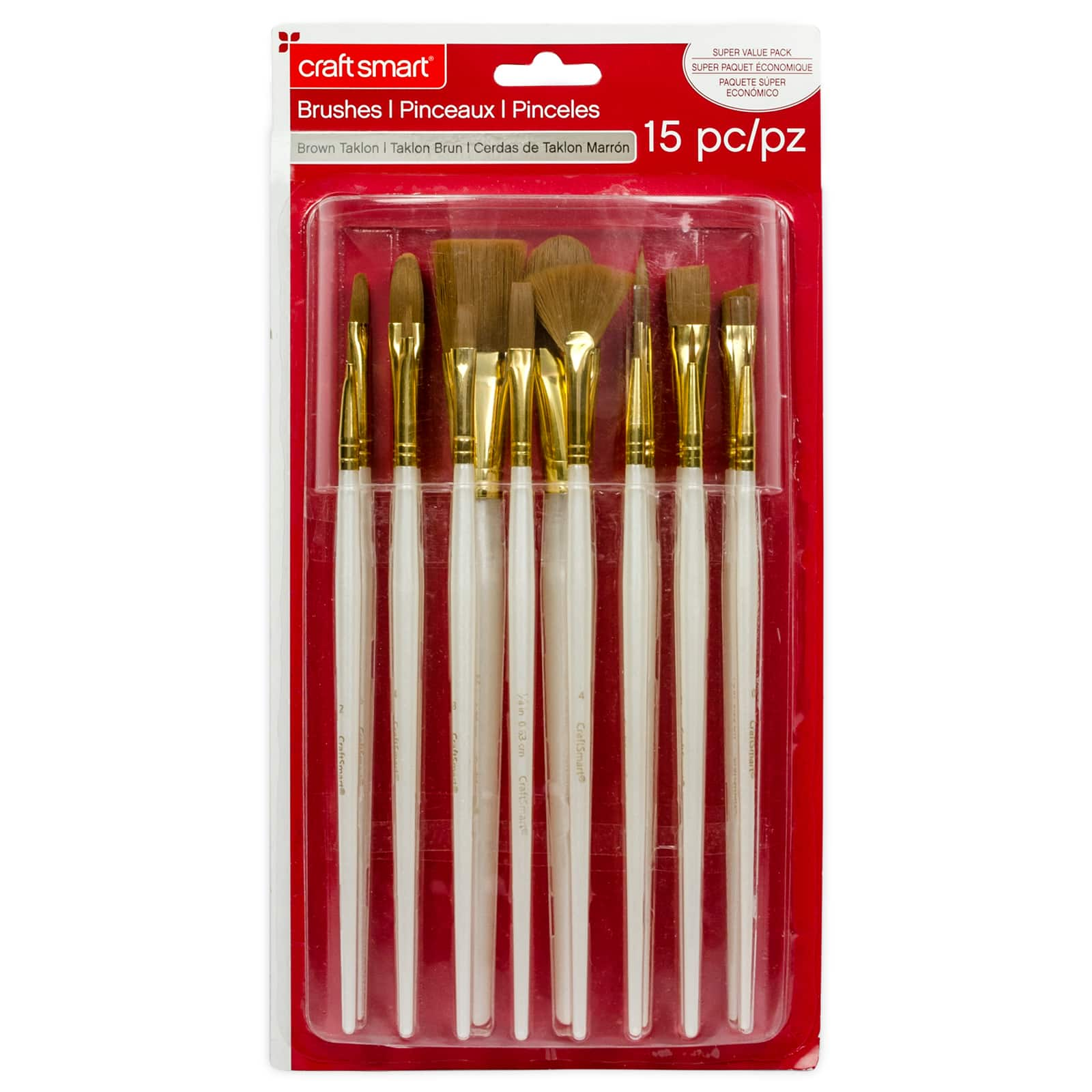 6 Pack: Brown Taklon Variety Paint Brush Set by Craft Smart&#xAE;