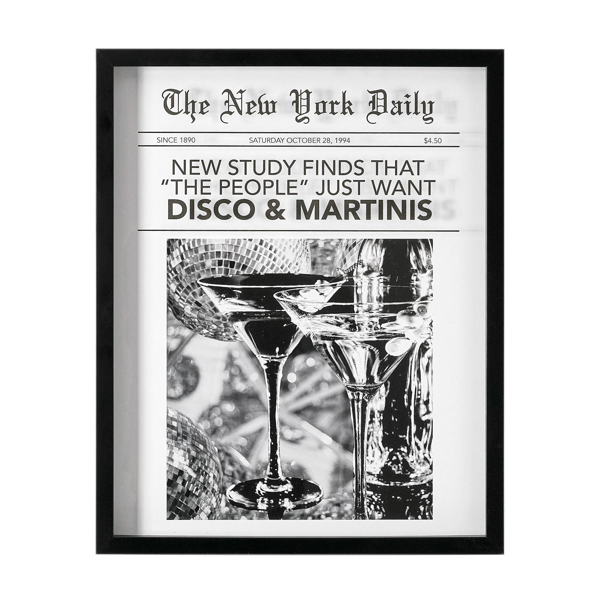 American Art Decor New York Daily Printed Glass Framed Wall Decor