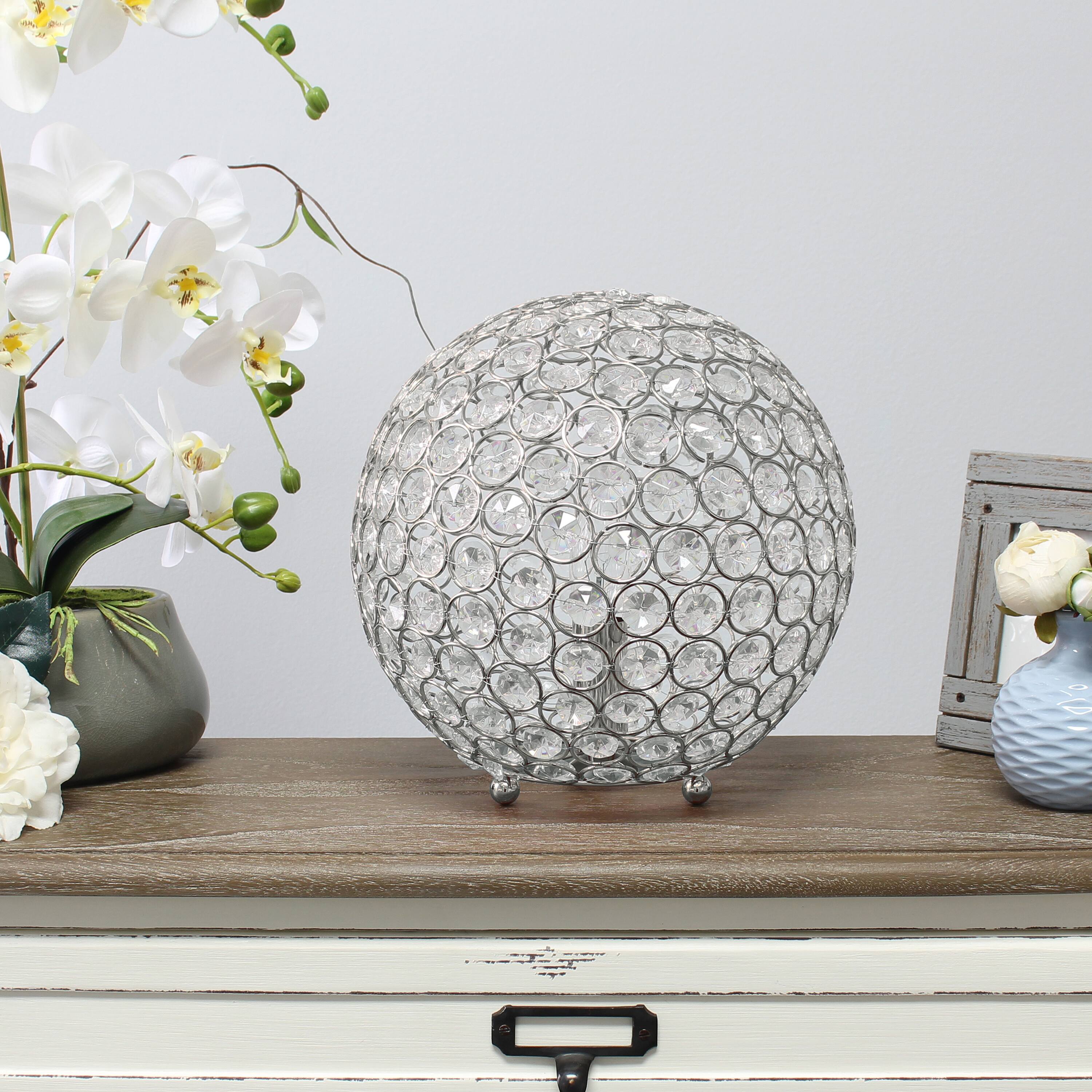Lalia Home 10" Medium Metal Crystal Round Orb Table Lamp