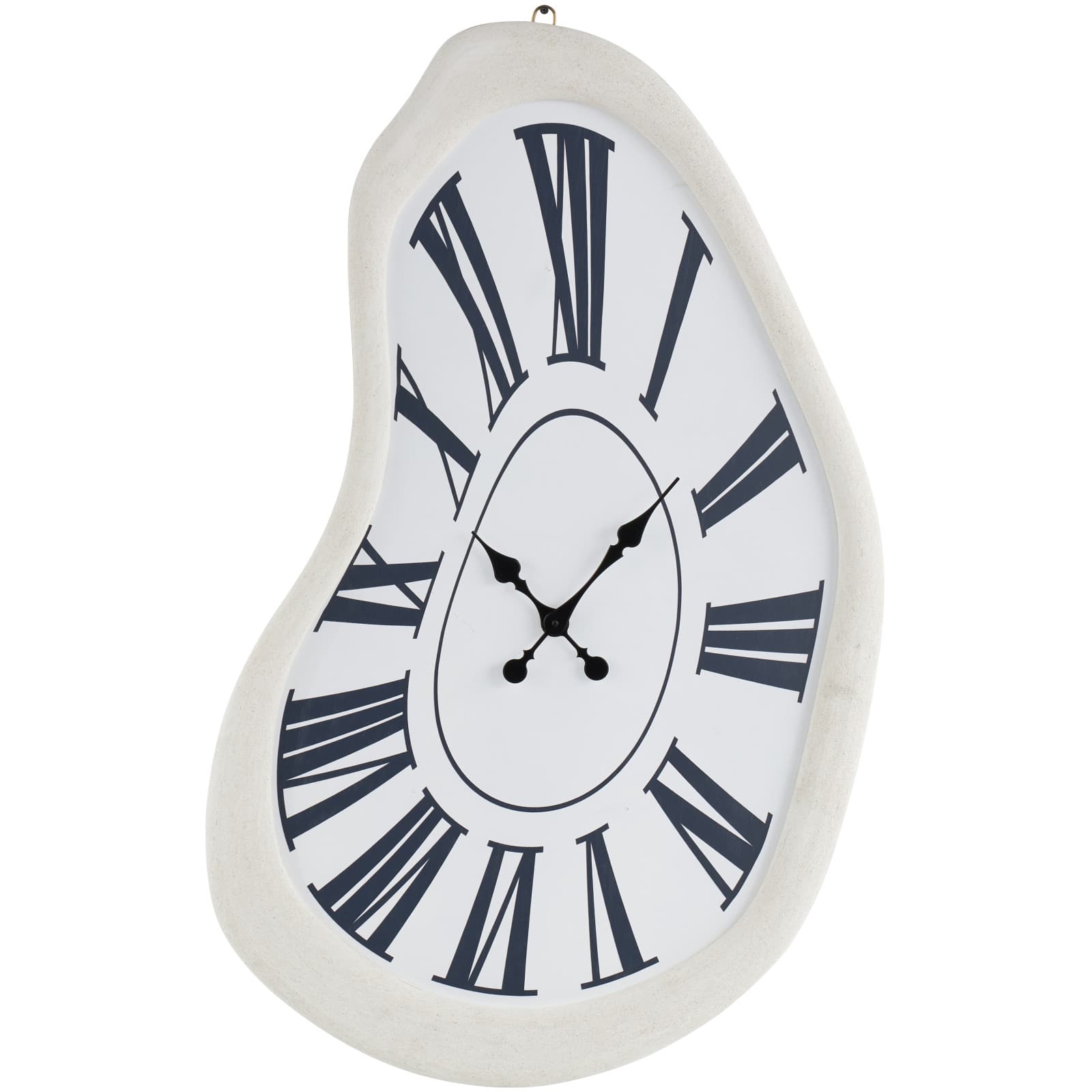 40" x 24" White Wooden Wavy Decorative Wall Clock with Roman Numerals