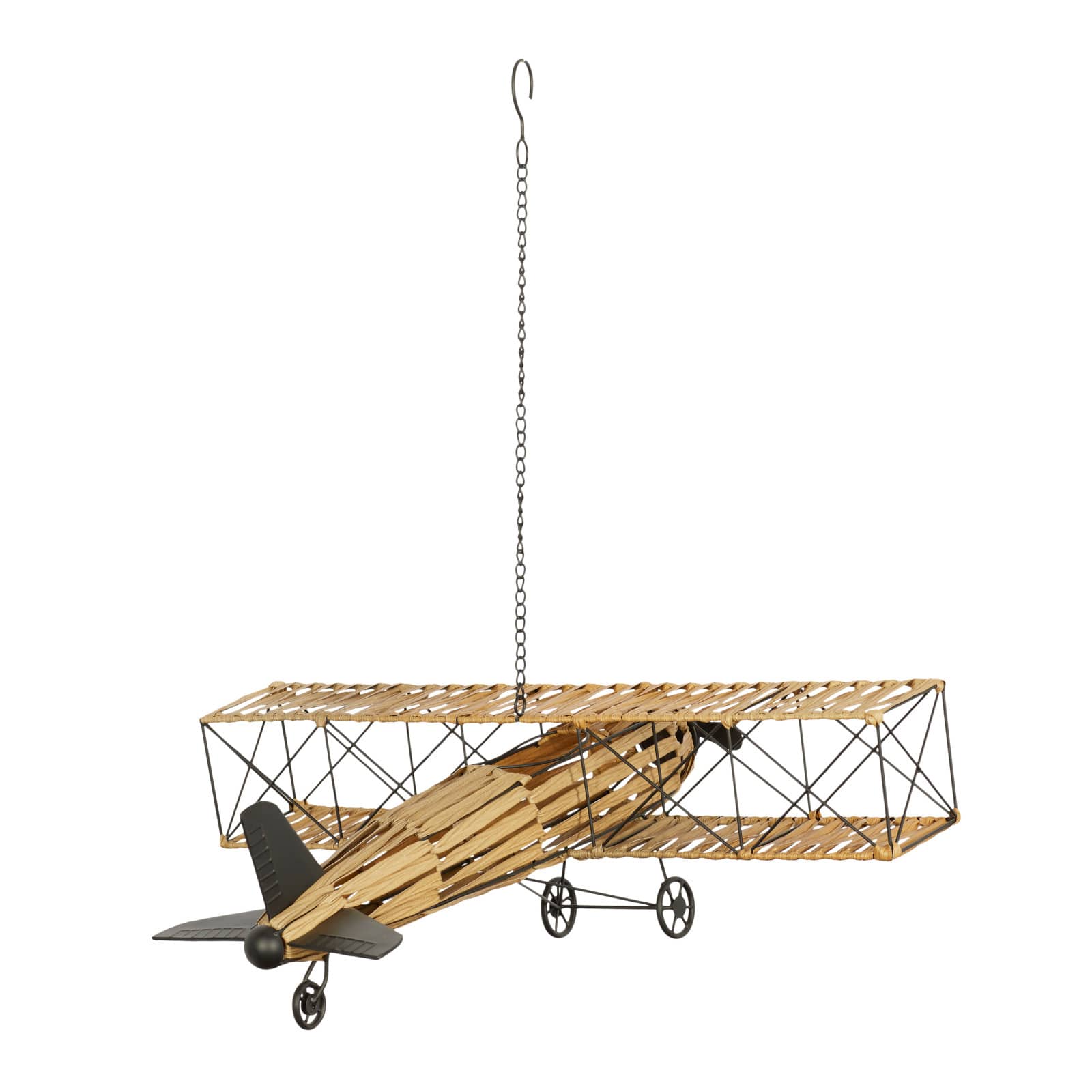 Tan Metal Natural Plane Sculpture, 10&#x22; x 31&#x22; x 28&#x22;