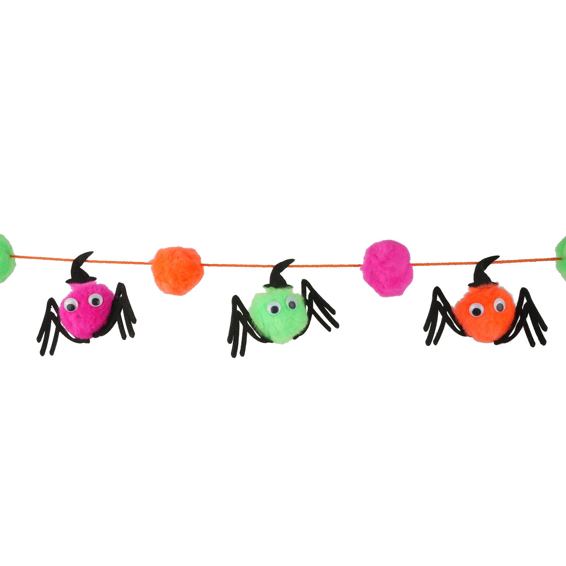 6ft. Neon Spider Halloween PomPom Garland by Ashland® Michaels