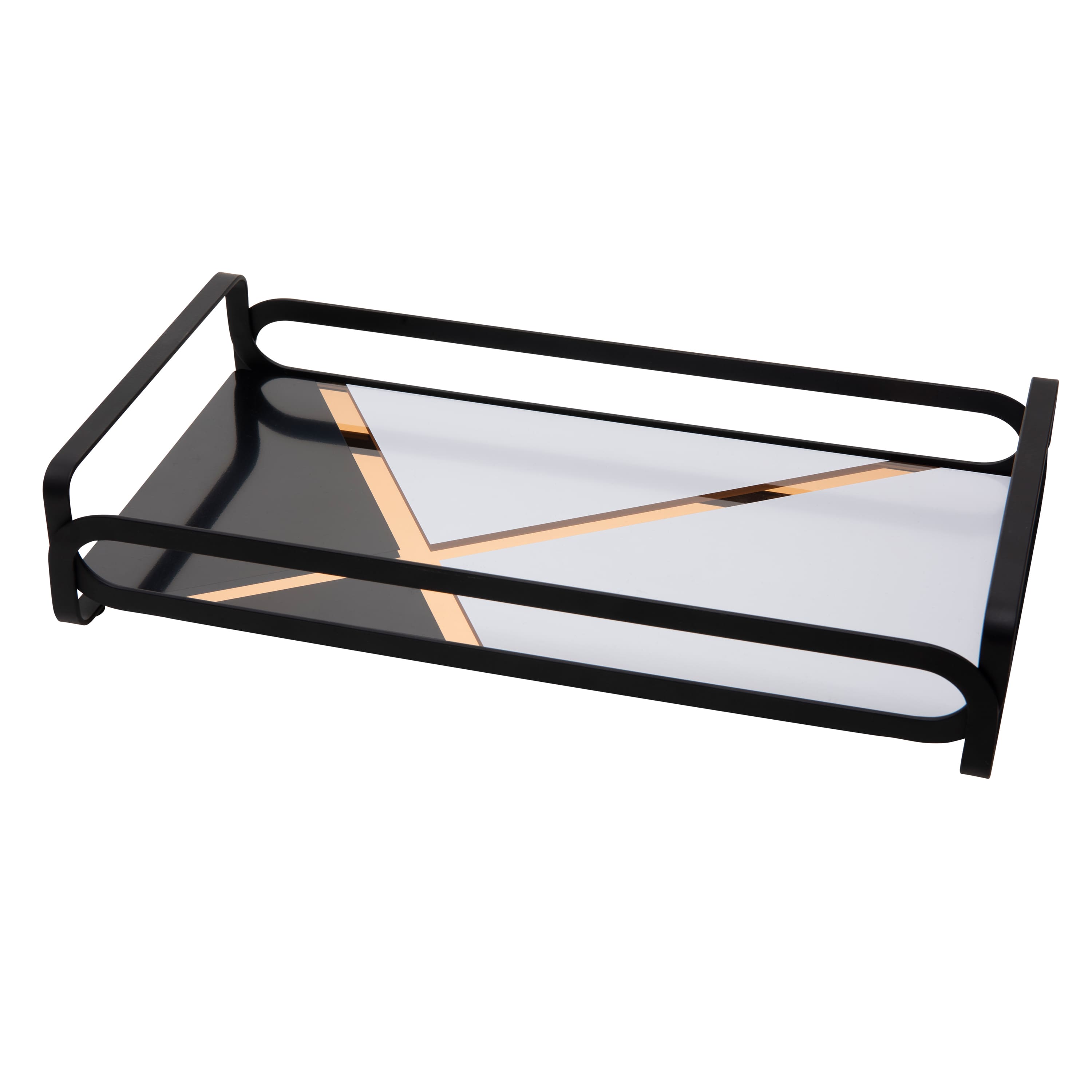 Home Details 14&#x22; Matte Black Color Block Vanity Tray