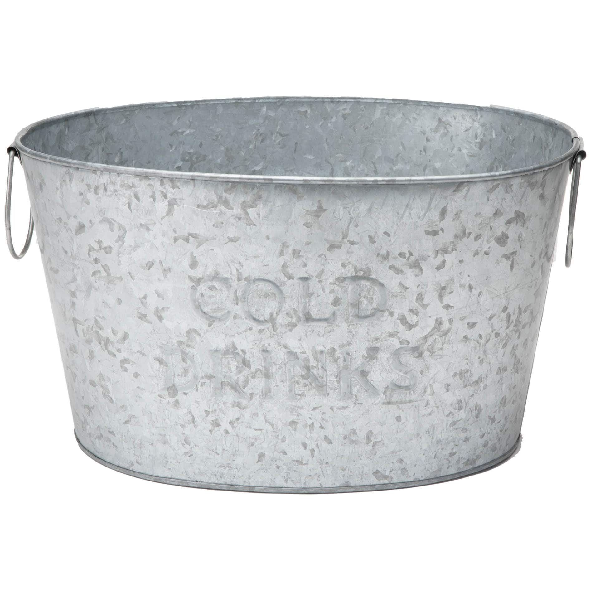 Mind Reader 9.5&#x27;&#x27; Small Round Galvanized Steel Beverage Tub with Handles