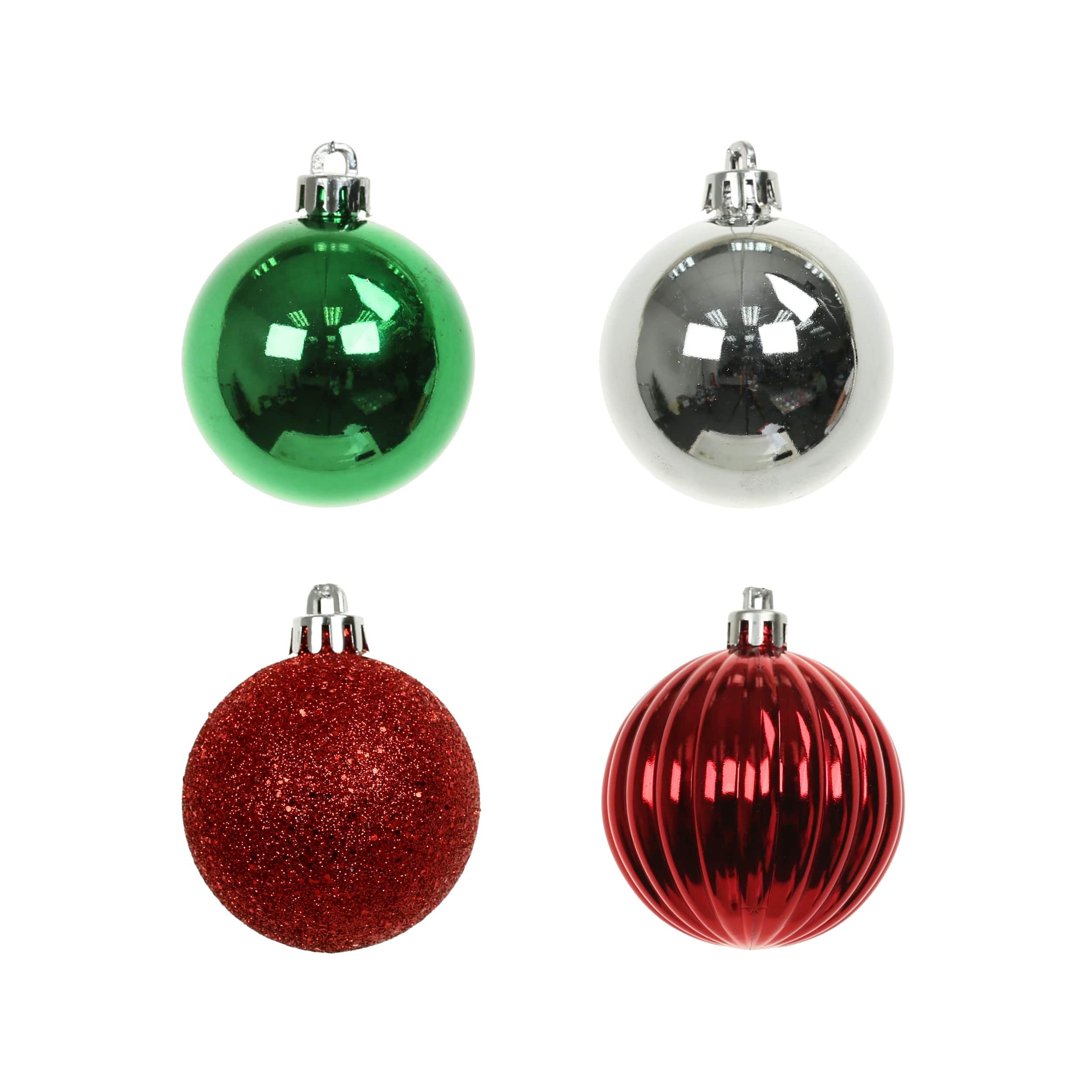 40 Pack 2.25&#x22; Red, Silver &#x26; Gold Solid &#x26; Glitter Shatterproof Ball Ornaments by Ashland&#xAE;