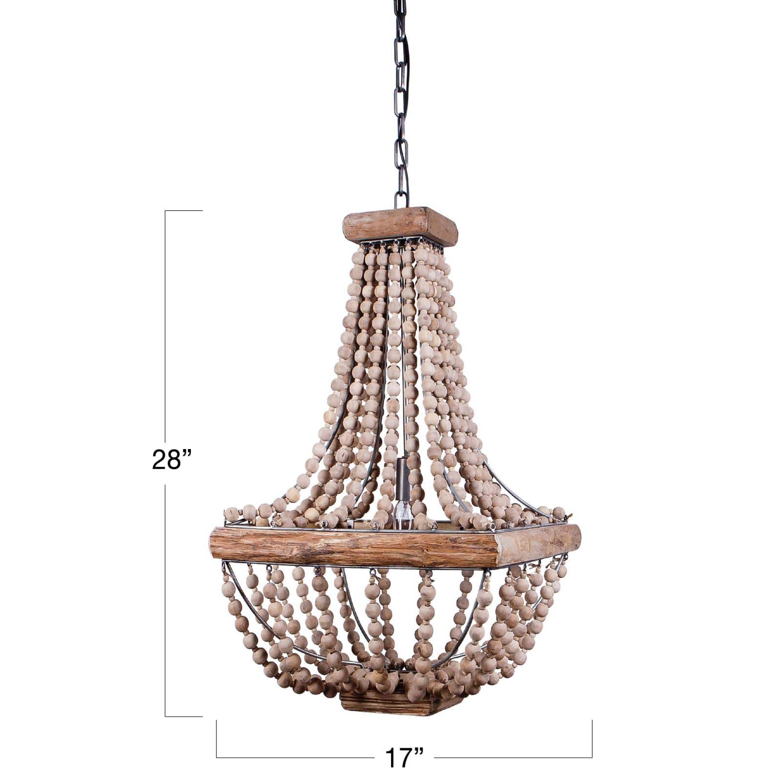 Hello Honey® Wood & Metal Framed Chandelier with Wood Bead Draping