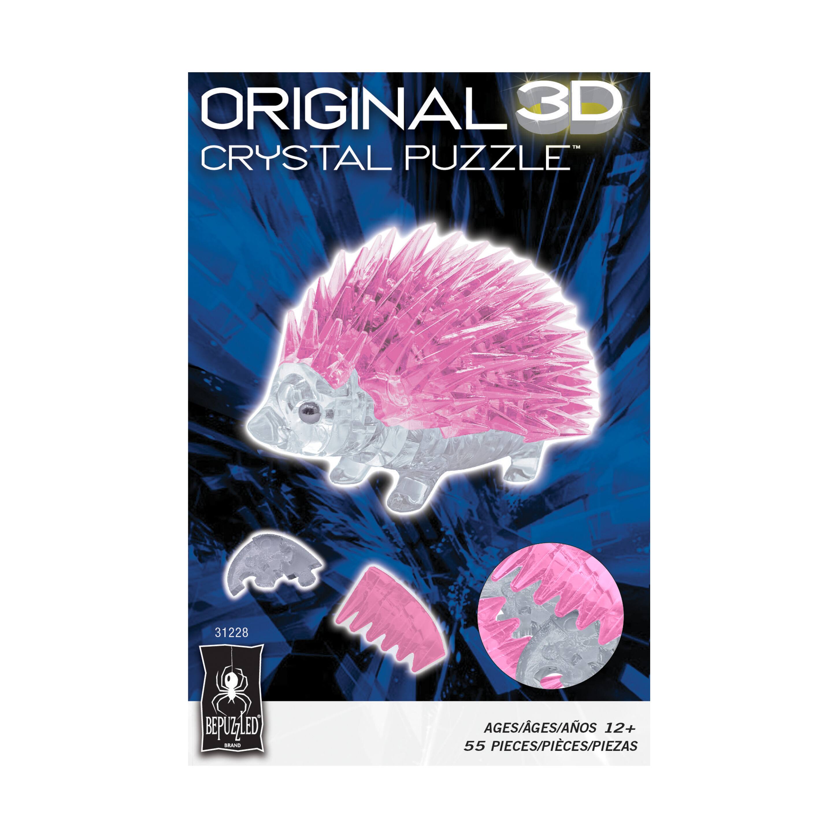 3D Crystal Puzzle - Hedgehog (Pink): 55 Pcs