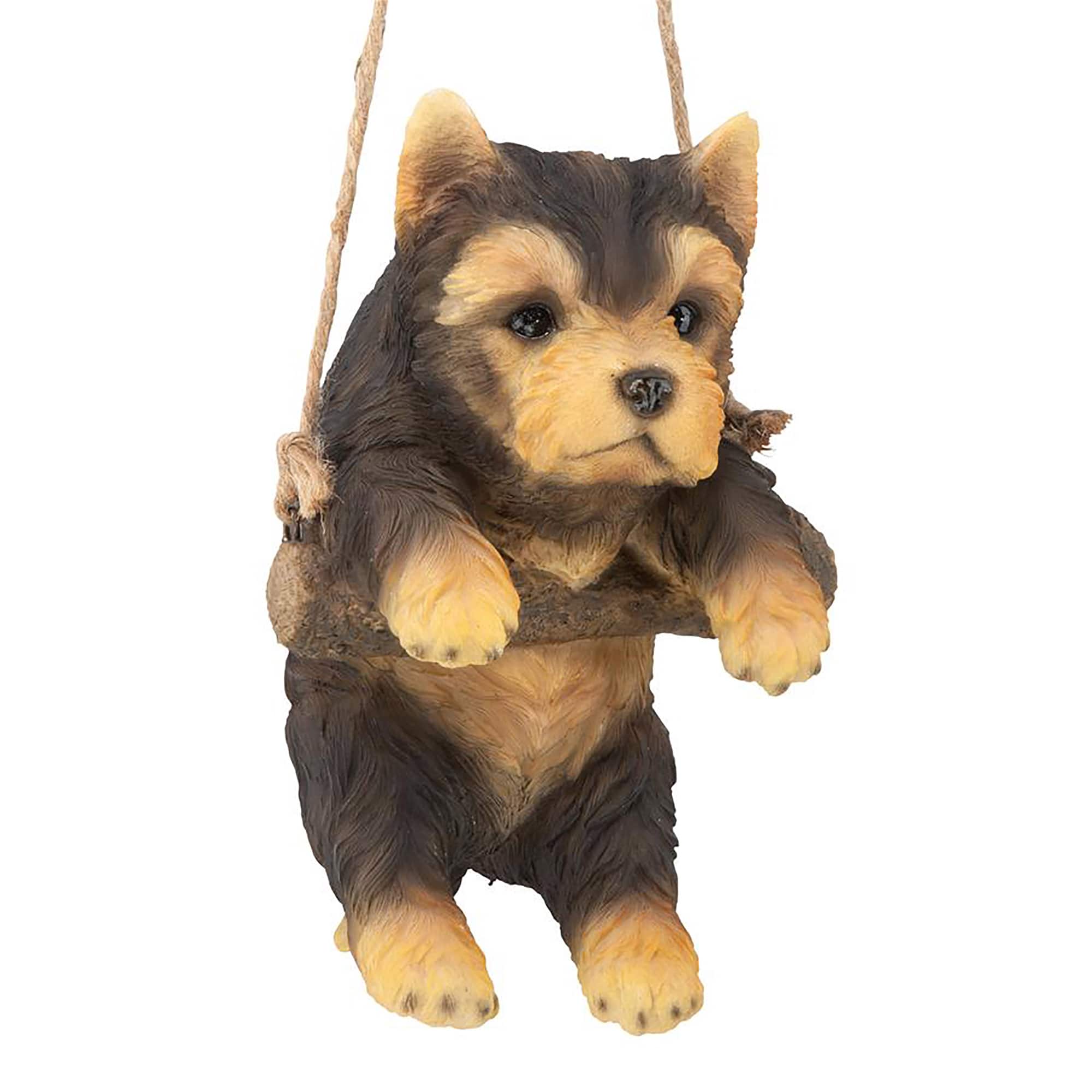 Design Toscano 8&#x22; Yorkie Puppy on a Perch Hanging Dog Sculpture