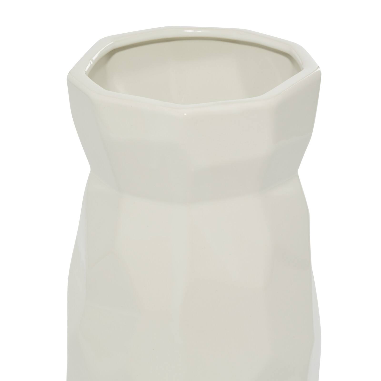 CosmoLiving by Cosmopolitan White Ceramic Modern Vase, 12" x 6" x 6"