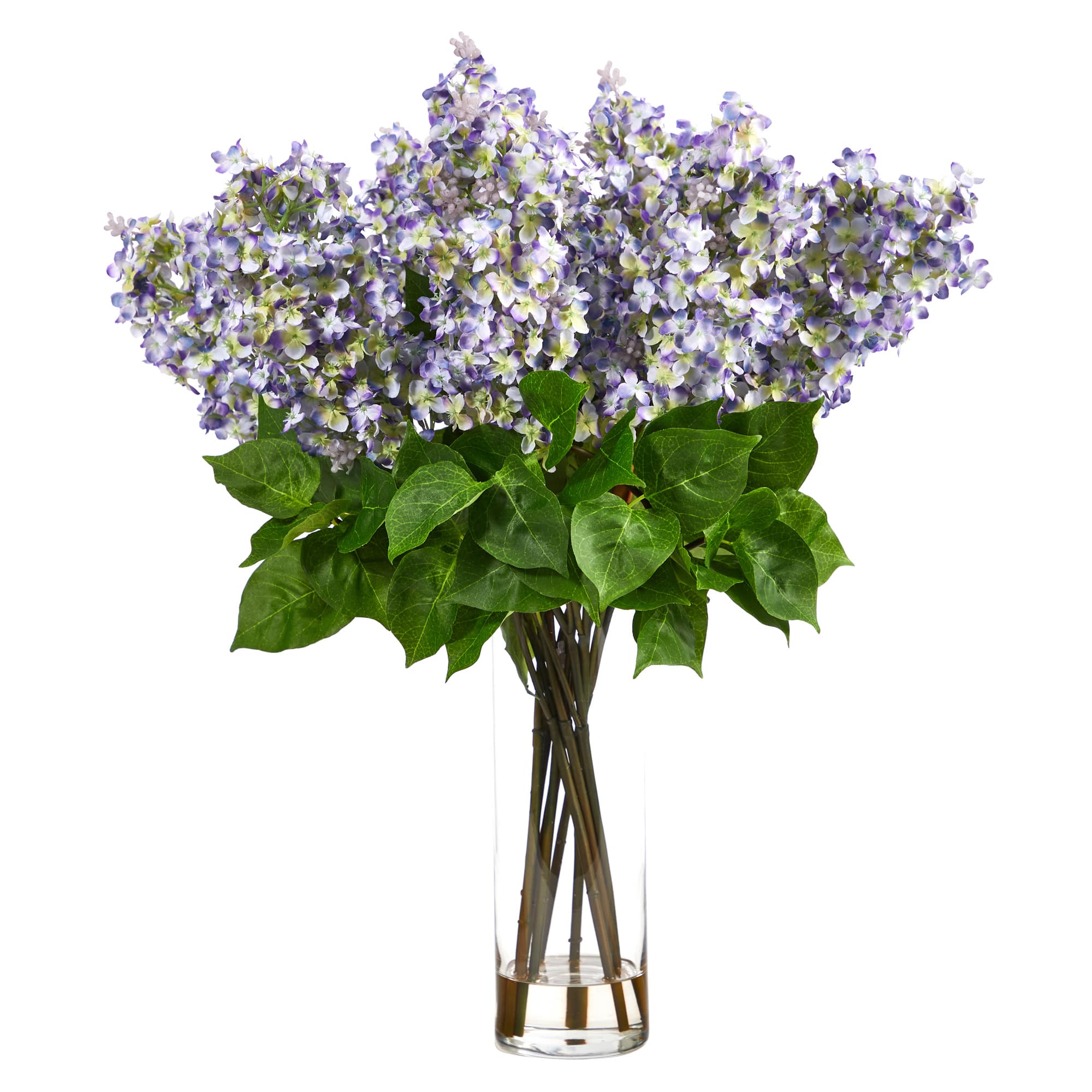 24" Artificial Lilac Arrangement with Cylinder Glass Vase