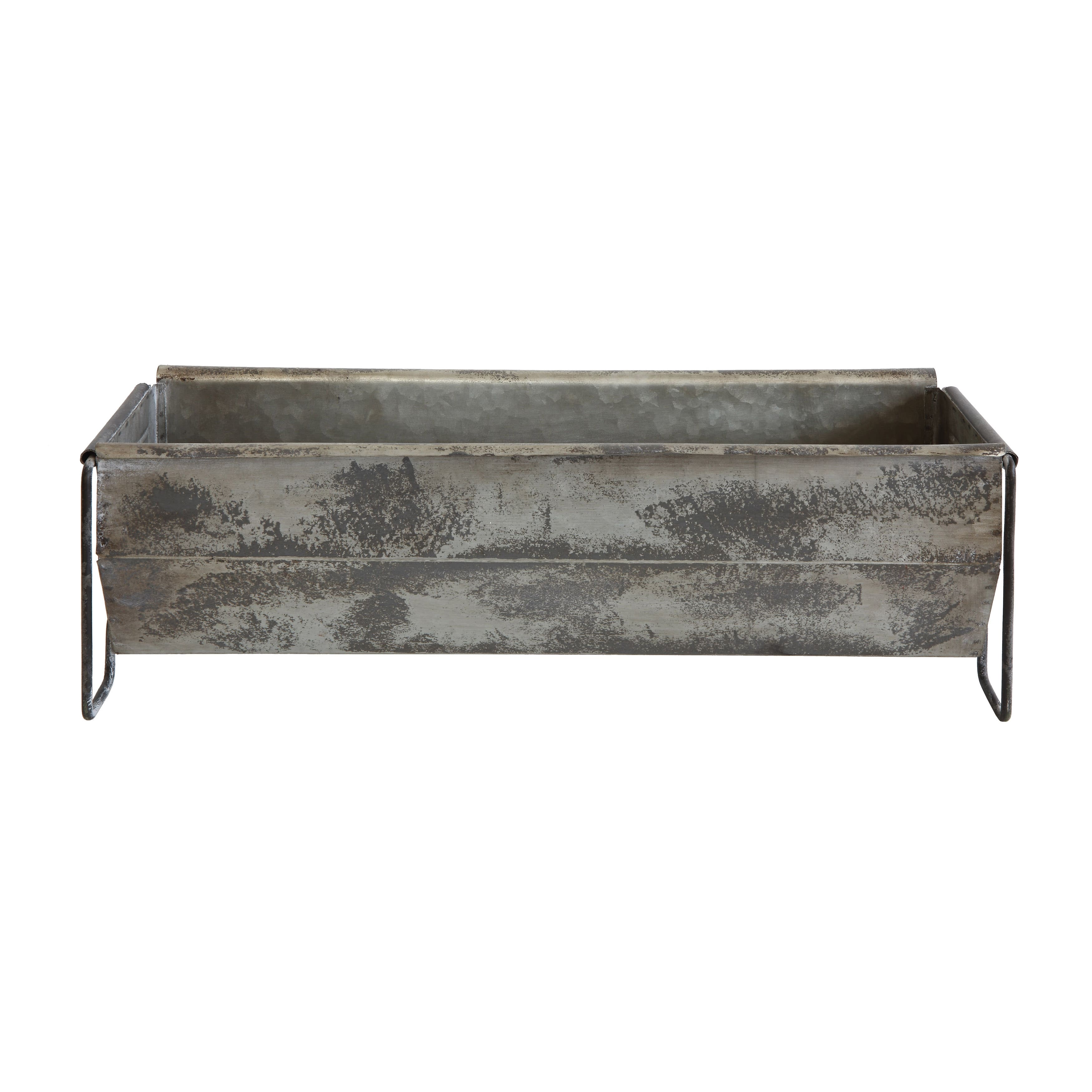 Distressed Metal Trough Container