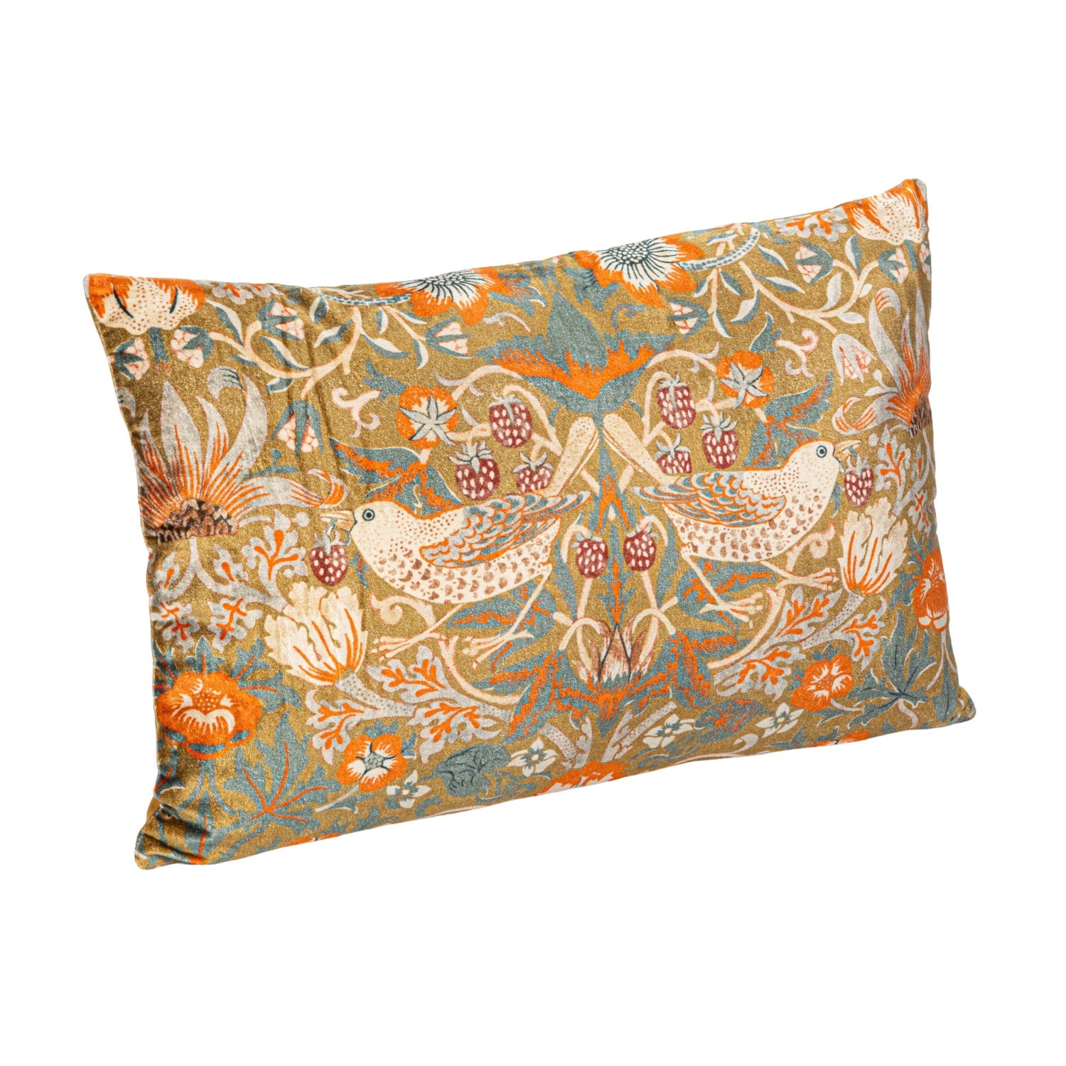 Hello Honey® 24" Multicolor Birds & Flowers Cotton Velvet Lumbar Pillow