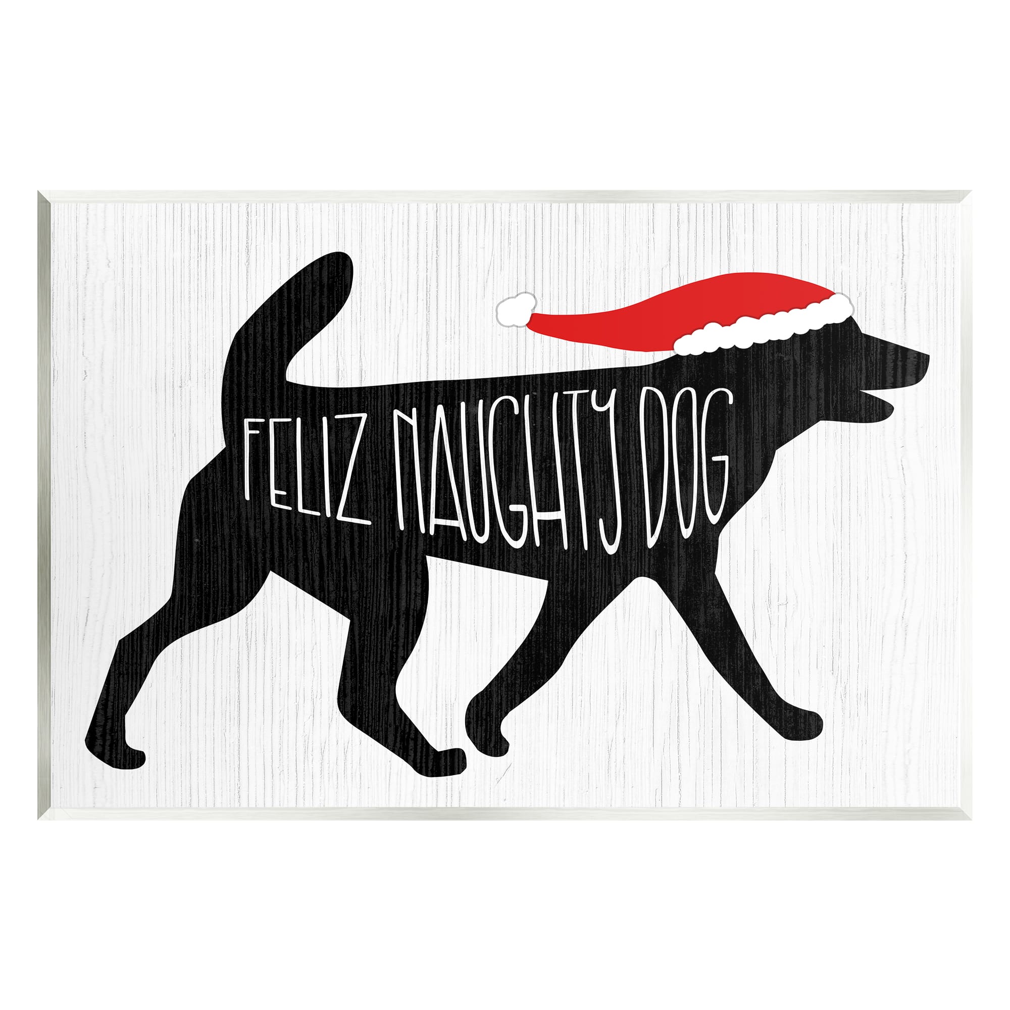 Stupell Industries Feliz Naughty Dog Funny Pet Wall Plaque Art
