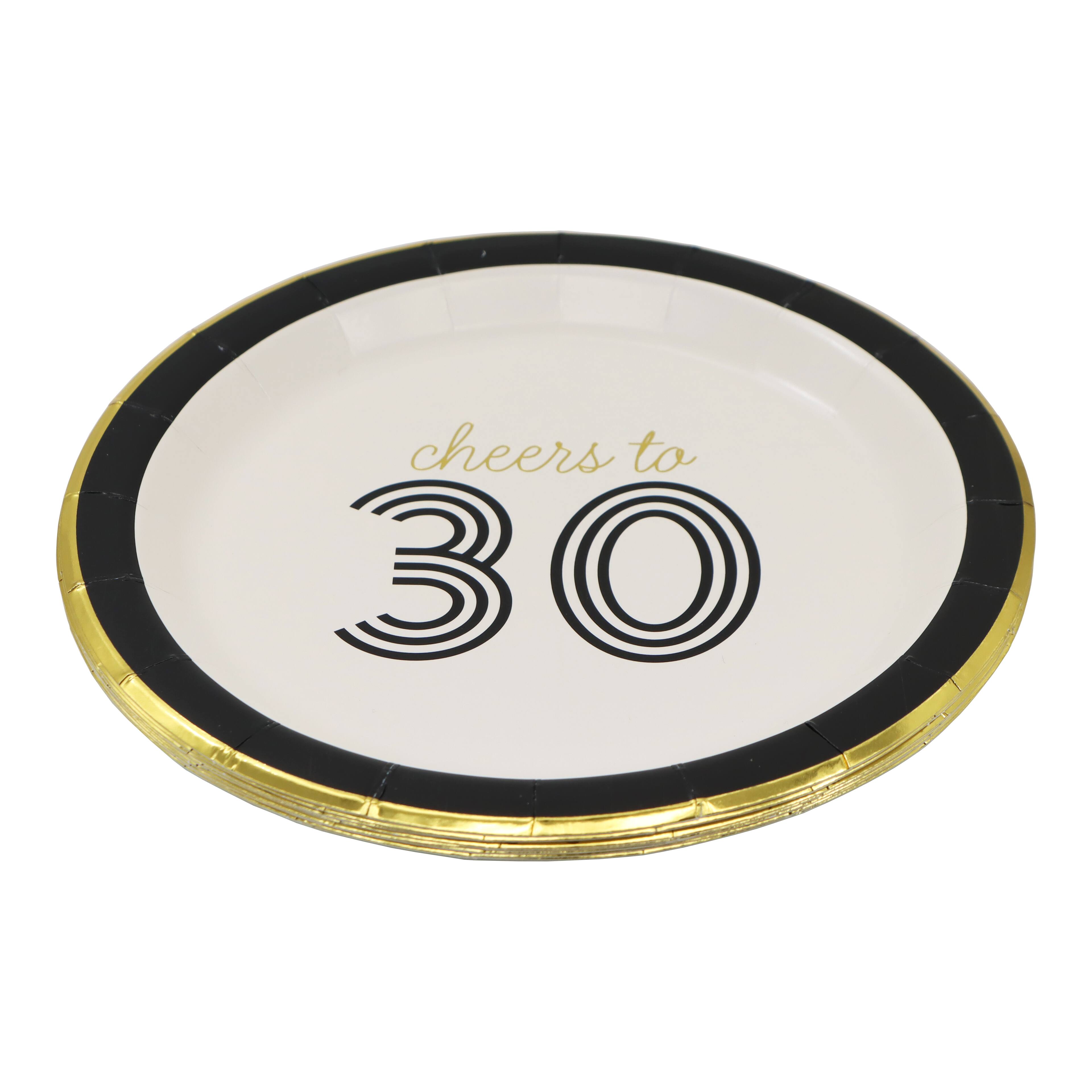 7&#x22; Cheers to 30 Paper Dinner Plates, 8ct. by Celebrate It&#x2122;