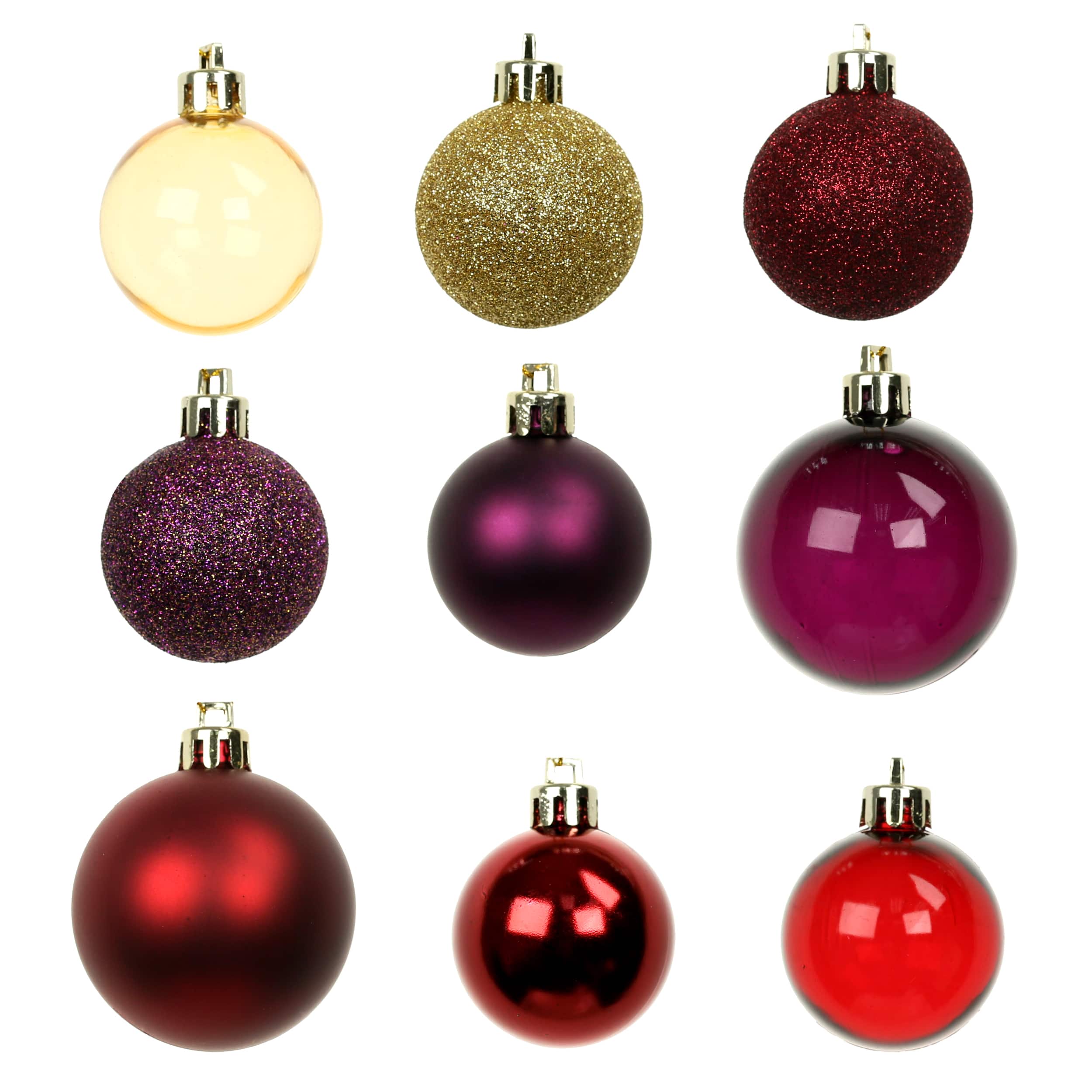 80 Pack Red, Gold &#x26; Purple Shatterproof Ball Ornaments by Ashland&#xAE;