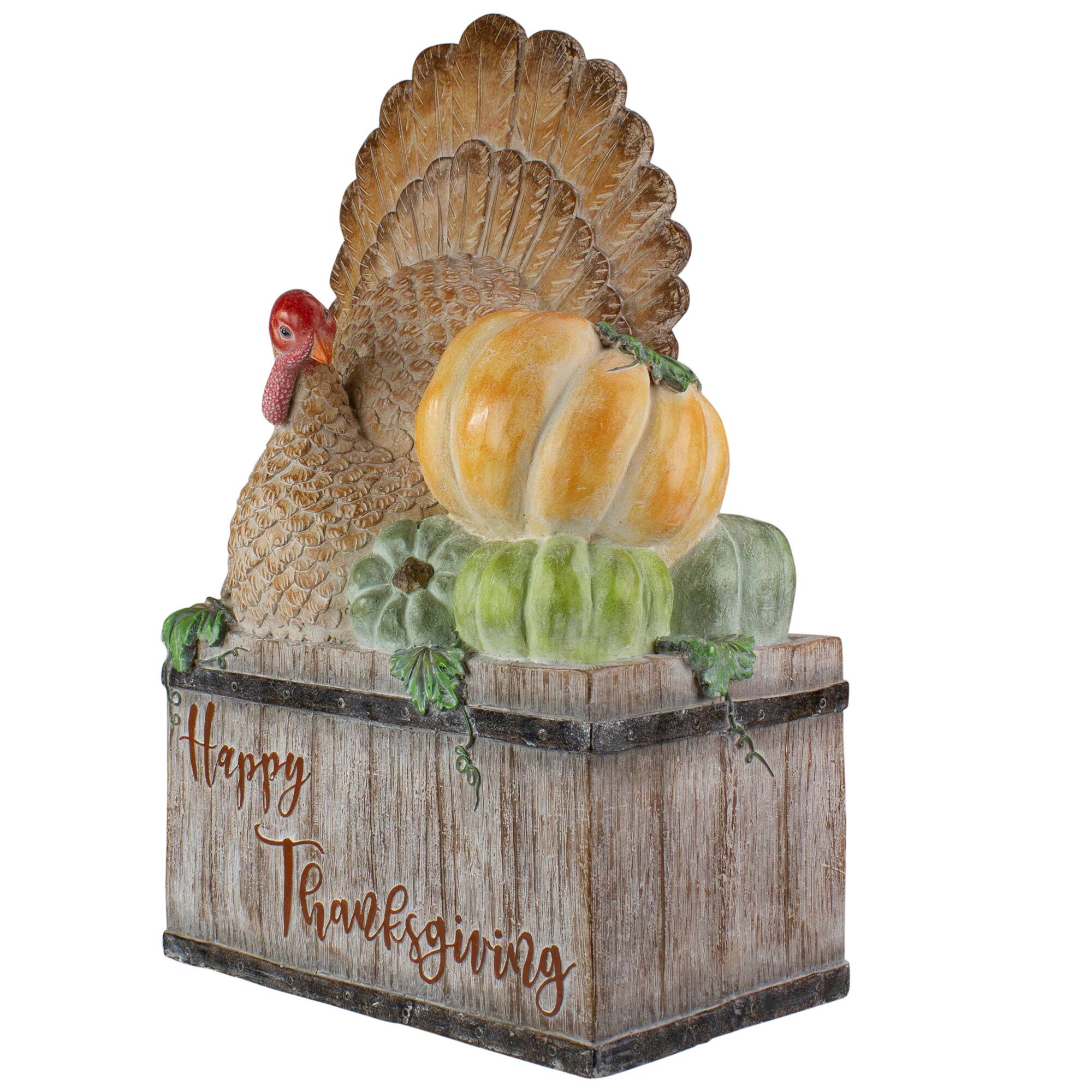 20" Turkey & Pumpkins Happy Thanksgiving Decoration
