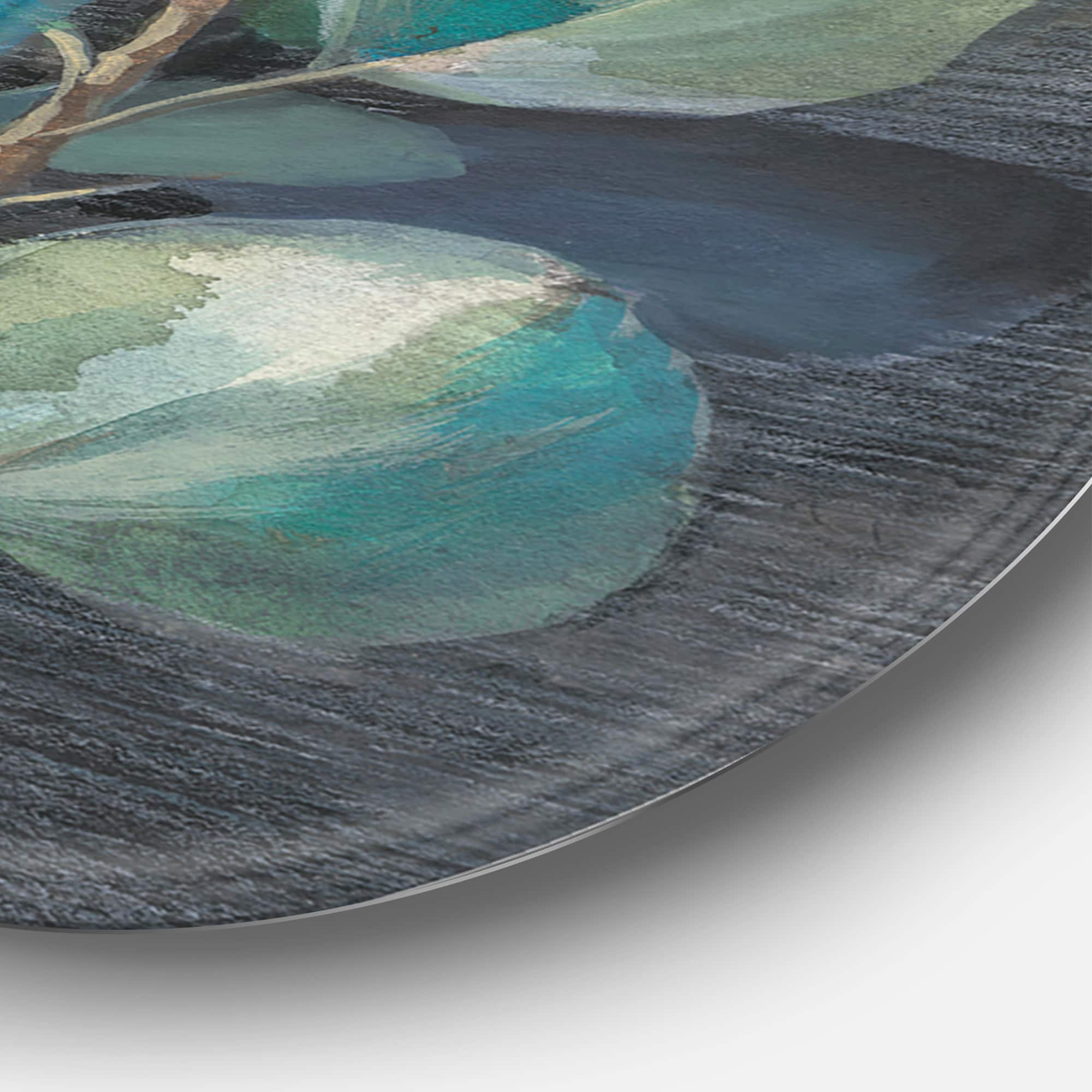 Designart - Fresh leaves II - Farmhouse Metal Circle Wall Art