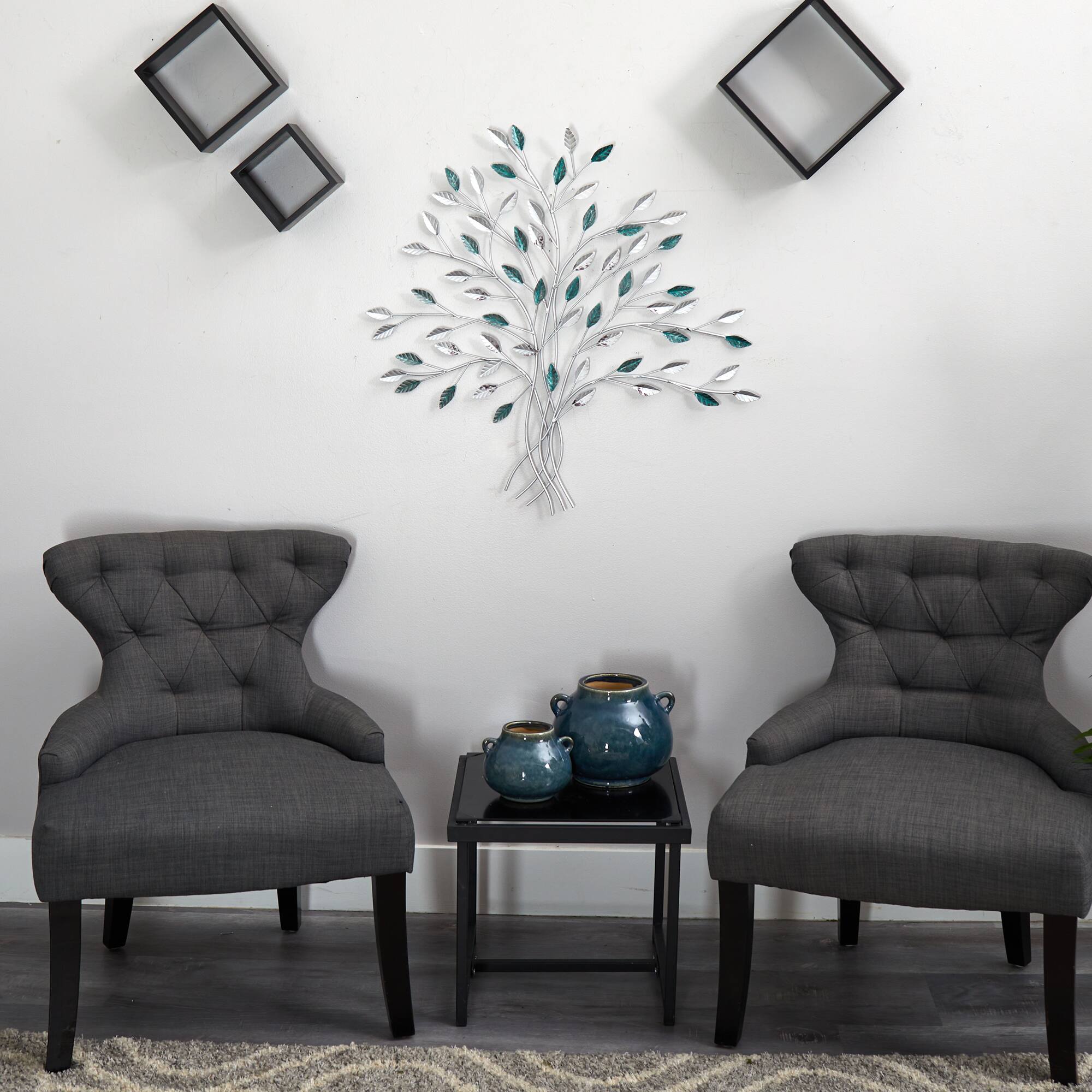 30" x 30" Hand-Painted Metal Tree of Life Wall Art Decor