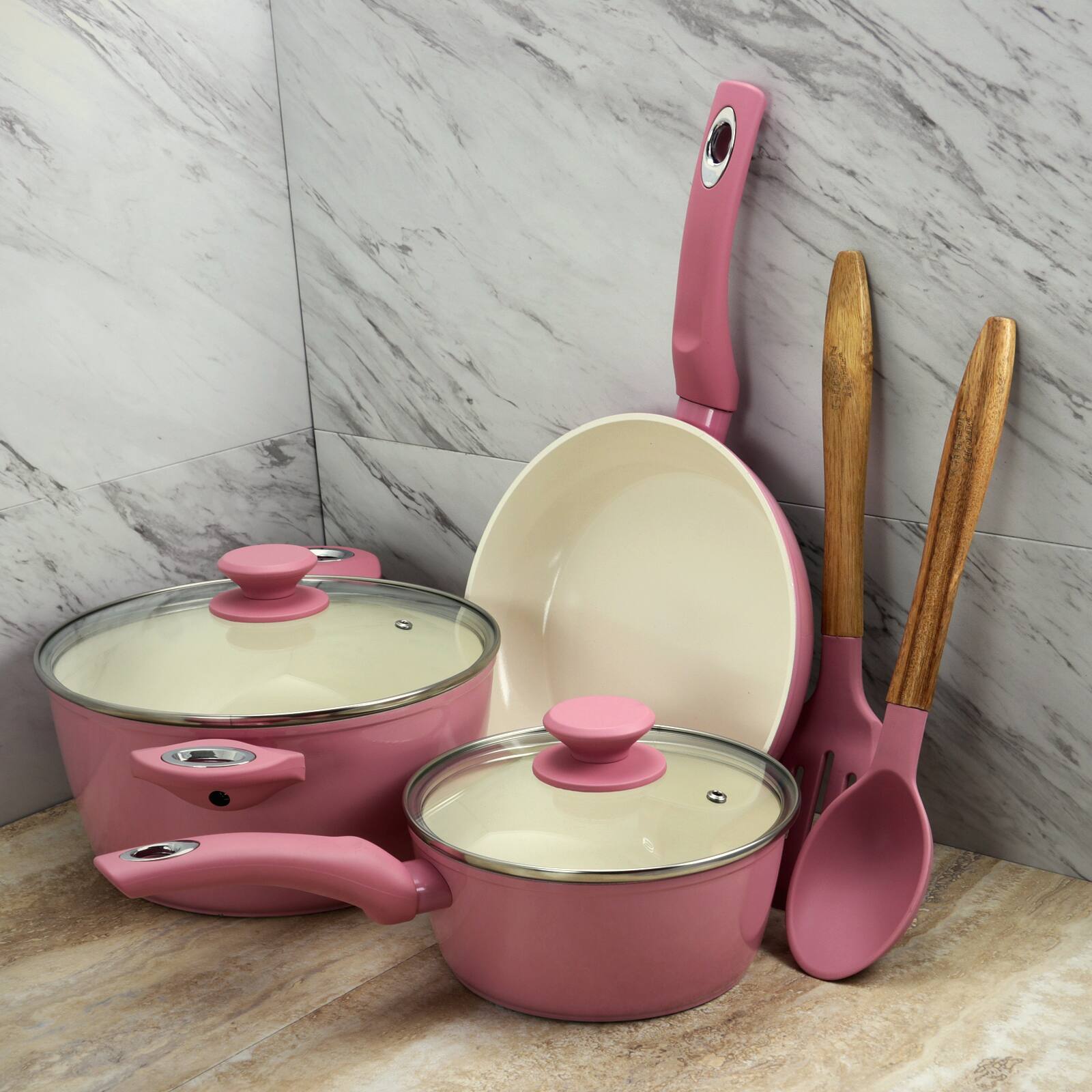 Gibson Home&#xAE; Plaza Caf&#xE9; 7-Piece Lavender Aluminum Nonstick Cookware Set