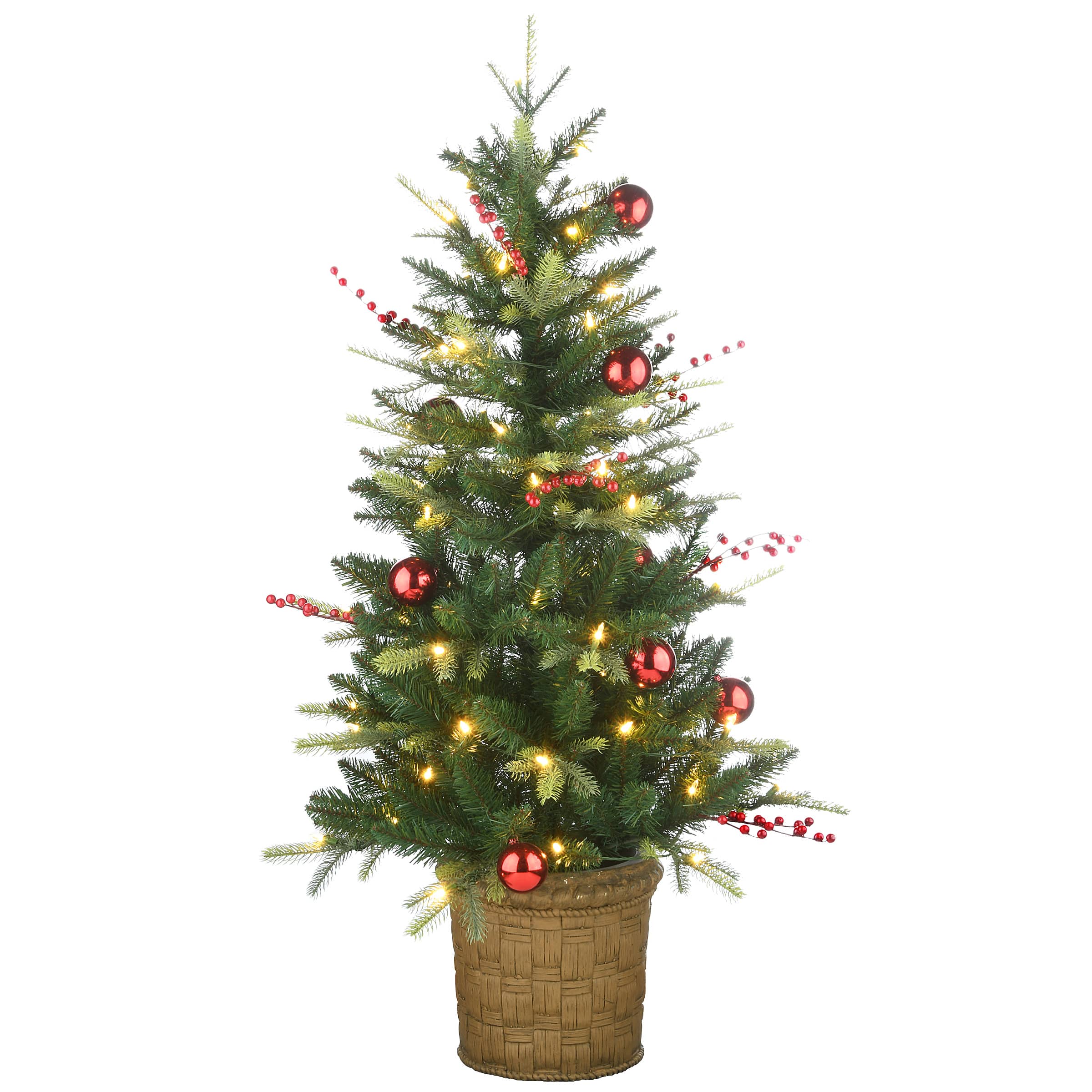 4ft. Pre-Lit & Pre-Decorated Scotch Creek Fir Entrance Artificial Christmas Tree, Warm White LED Lights