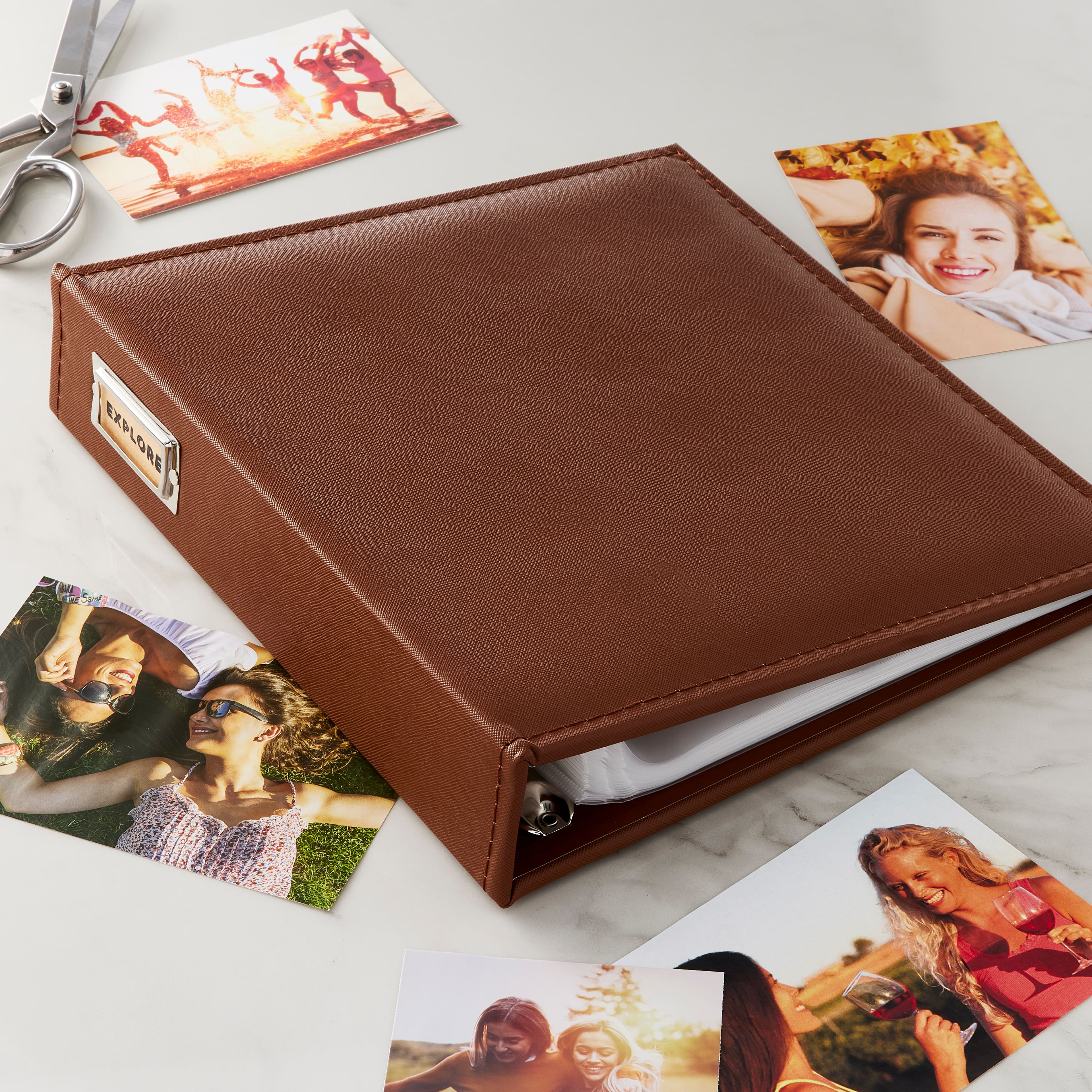 8 Pack: Brown Saffiano D-Ring Scrapbook Album by Recollections&#xAE;