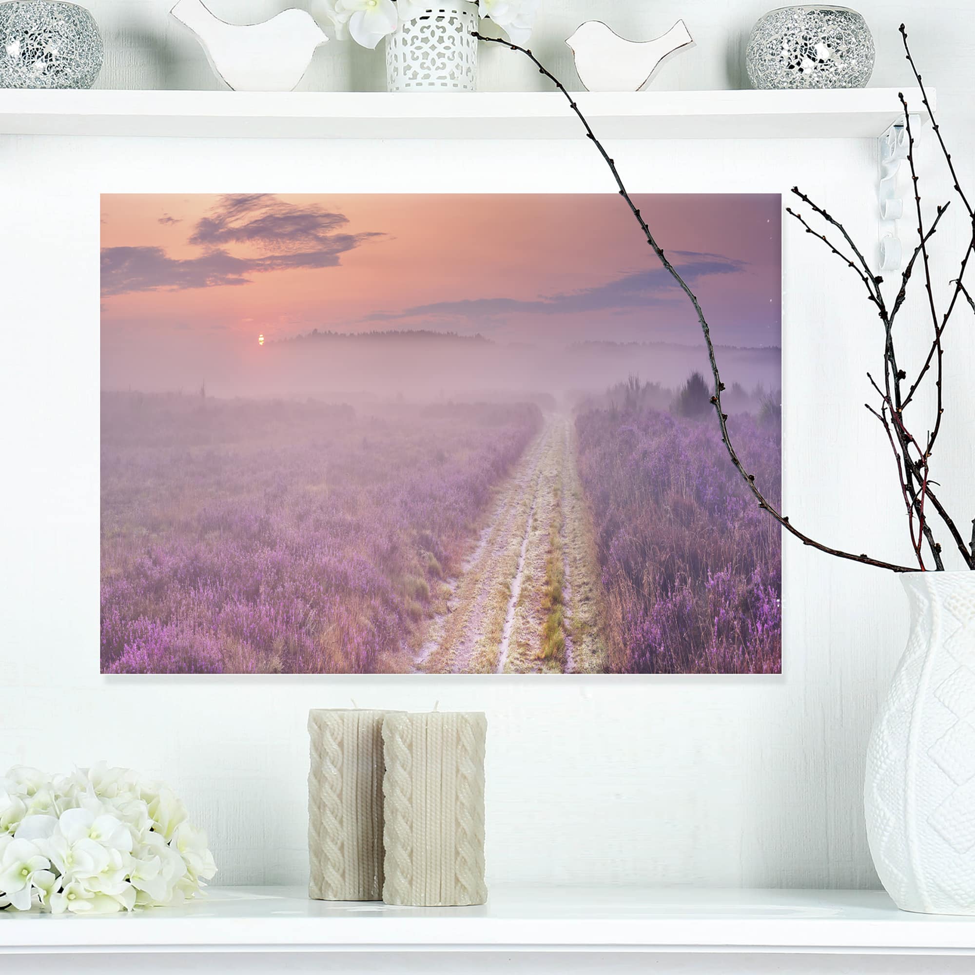 Designart - Path through Blooming Heather - Landscape Canvas Art Print