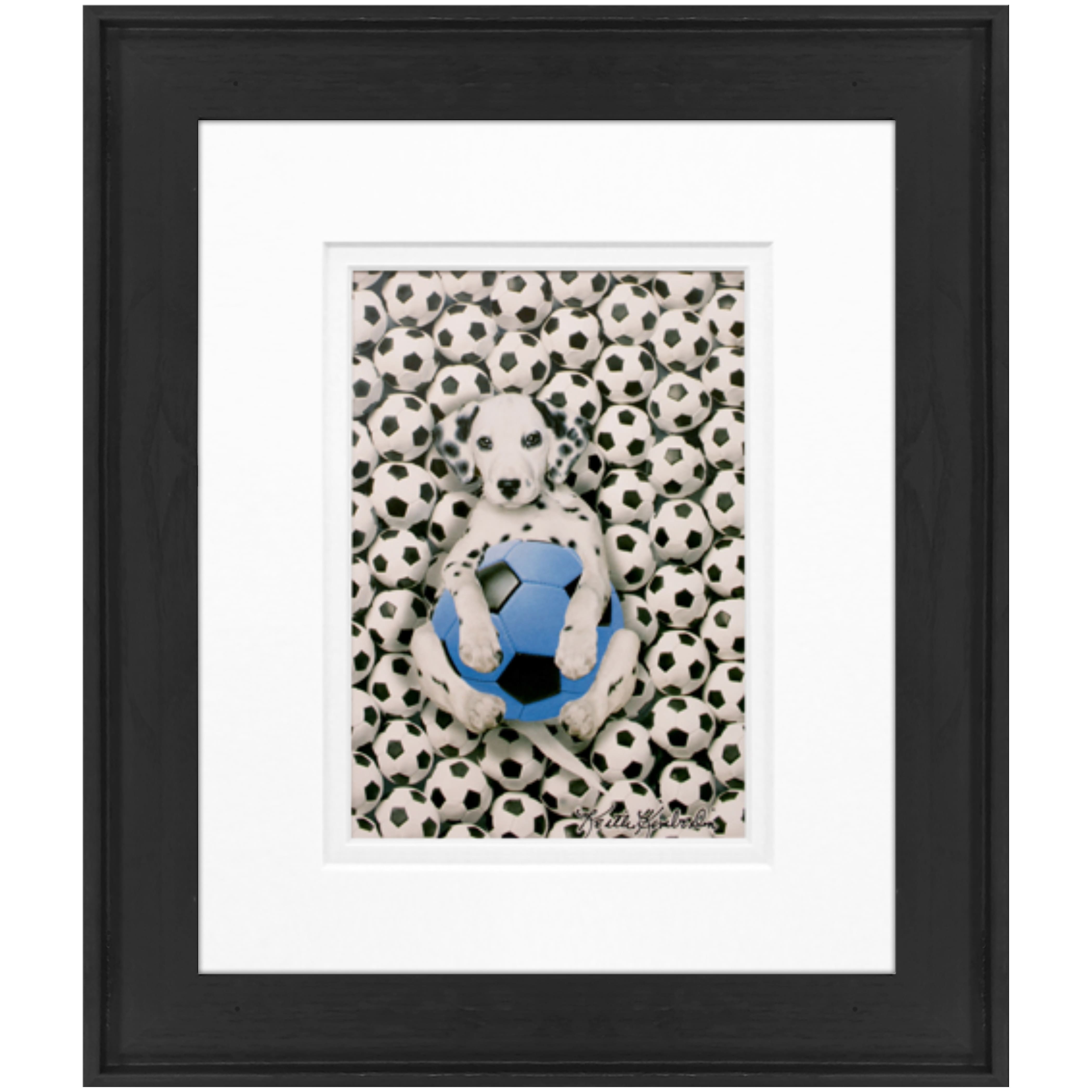 Timeless Frames® Caff-fur-ino Soccer Puppy Print Black Framed Wall Art