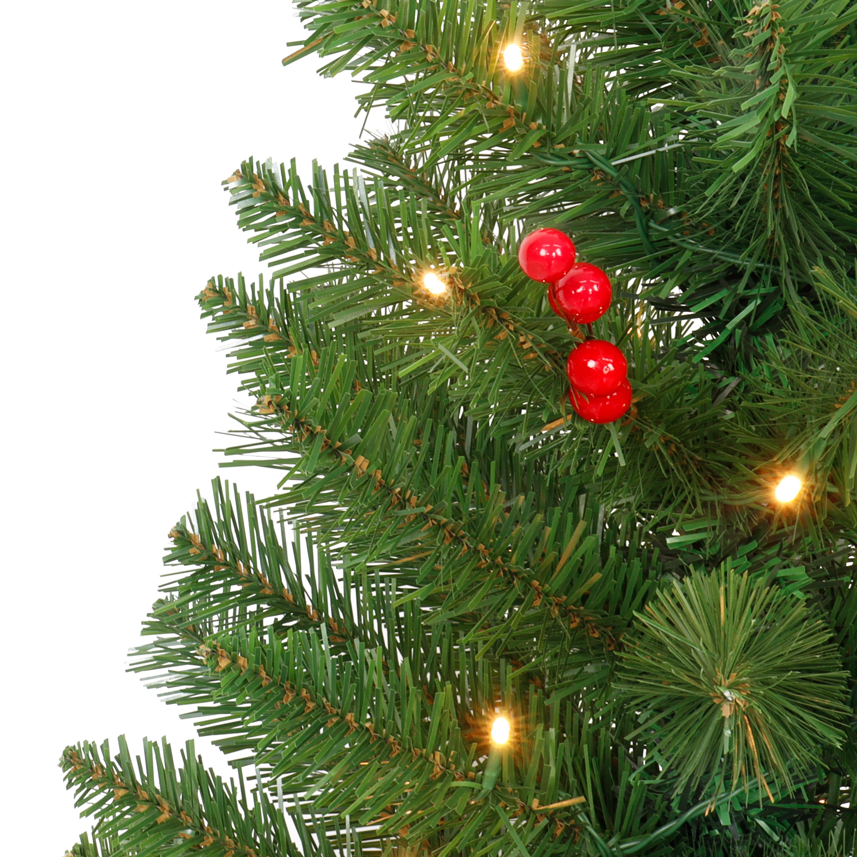 2 Pack 3.5ft. Pre-Lit Adorned Artificial Potted Christmas Tree, Warm White LED Lights