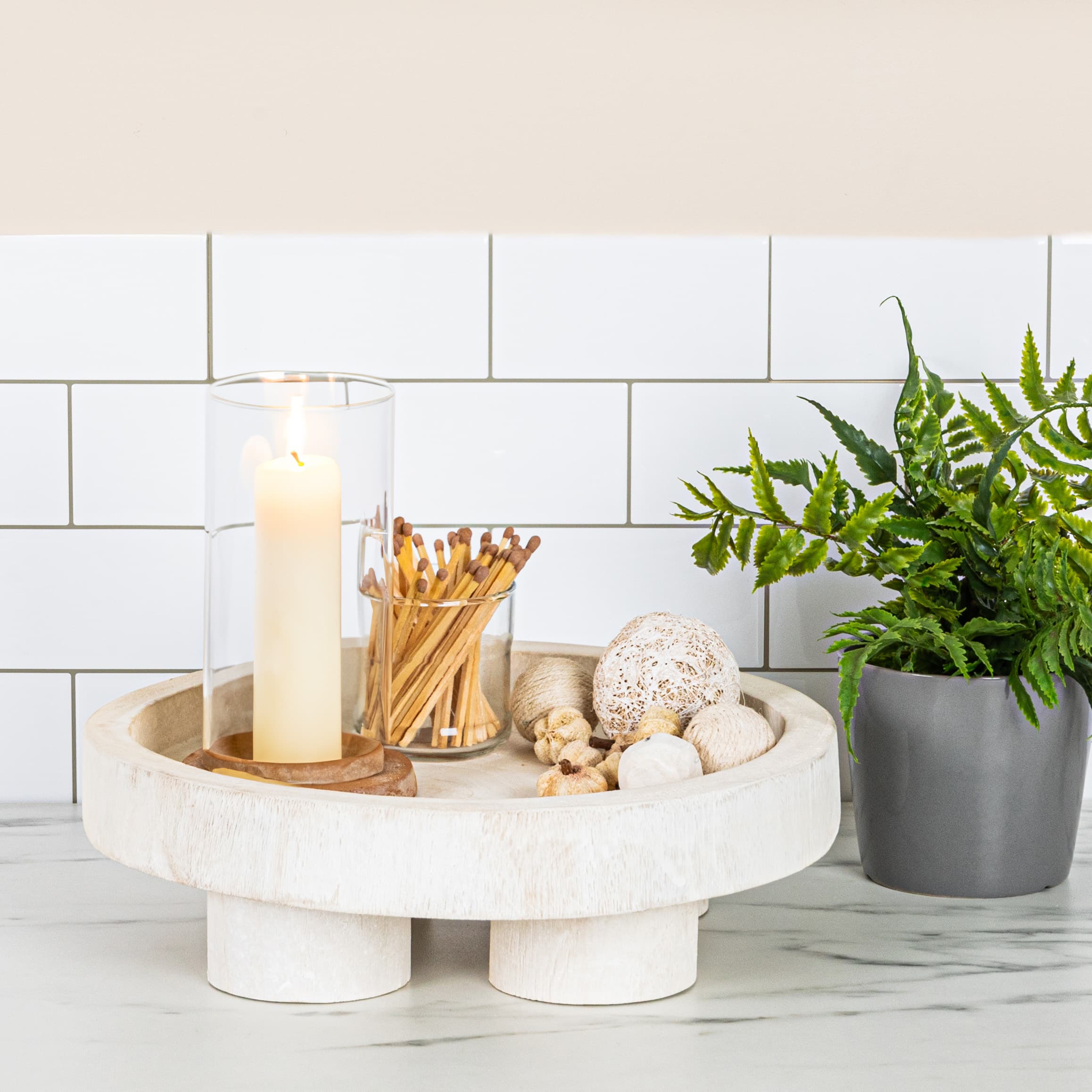 Hello Honey&#xAE; 12&#x22; Paulownia Wood Pedestal Tray