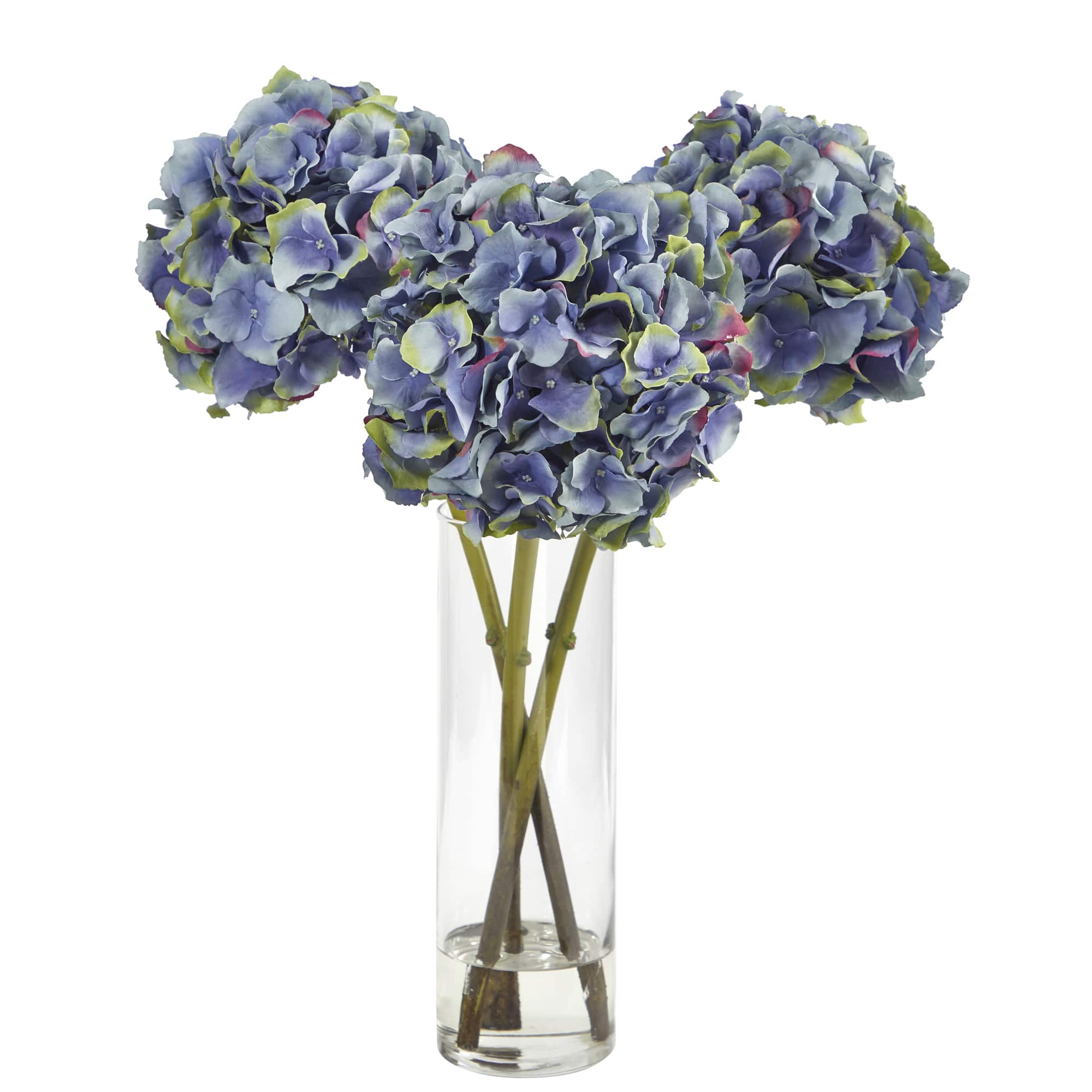 18 Blue Hydrangea In Glass Vase Michaels