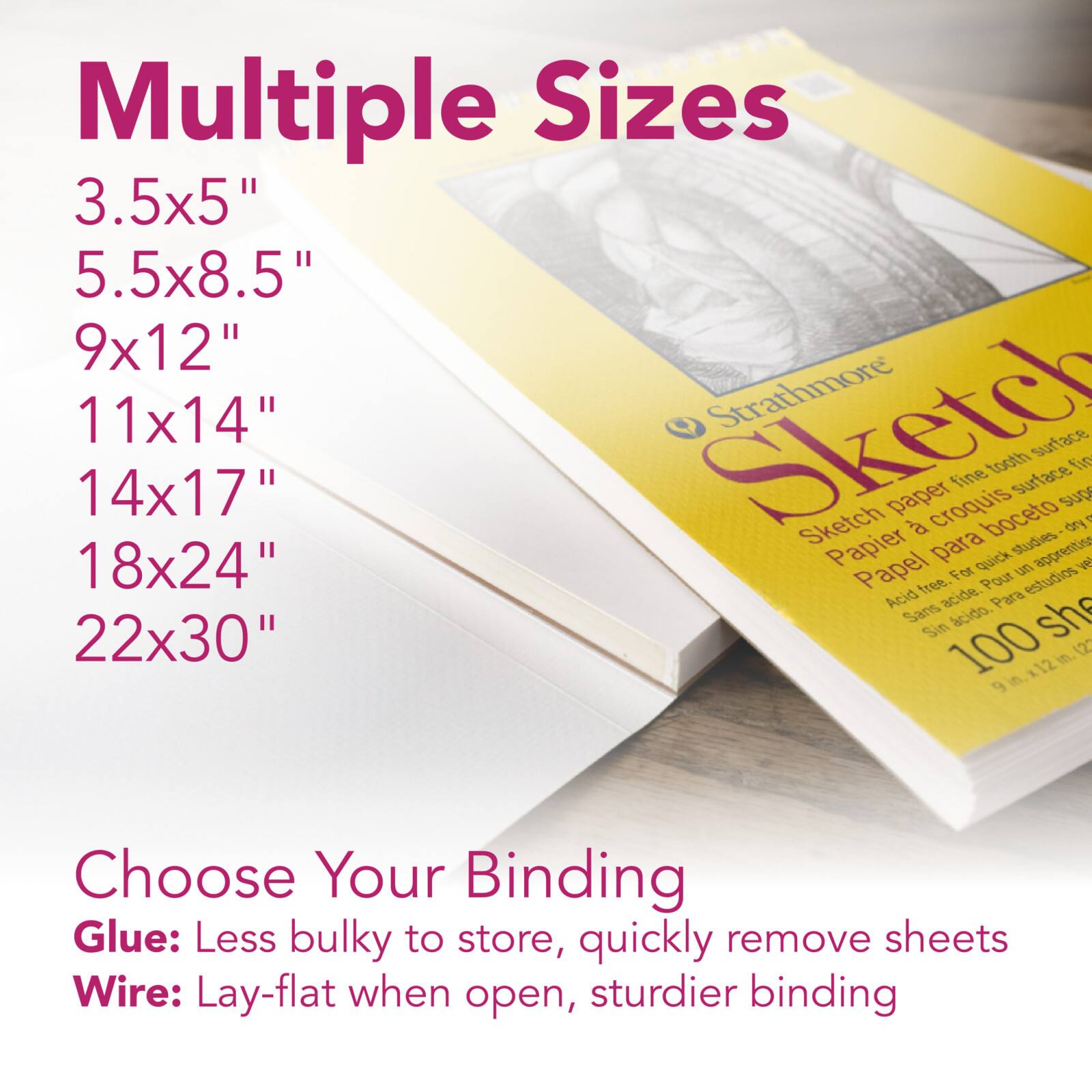 Strathmore Sketch Paper Pad, 300 Series, Spiral-Bound, 100 Sheets, Spiral-Bound, 9&#x22; x 12&#x22;