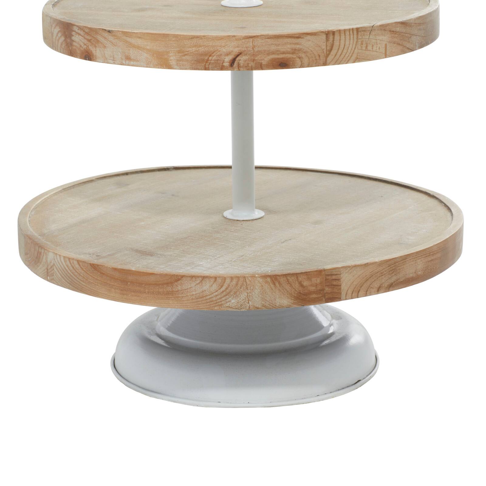 Brown Wood Farmhouse Tiered Server, 16&#x22; x 29&#x22;