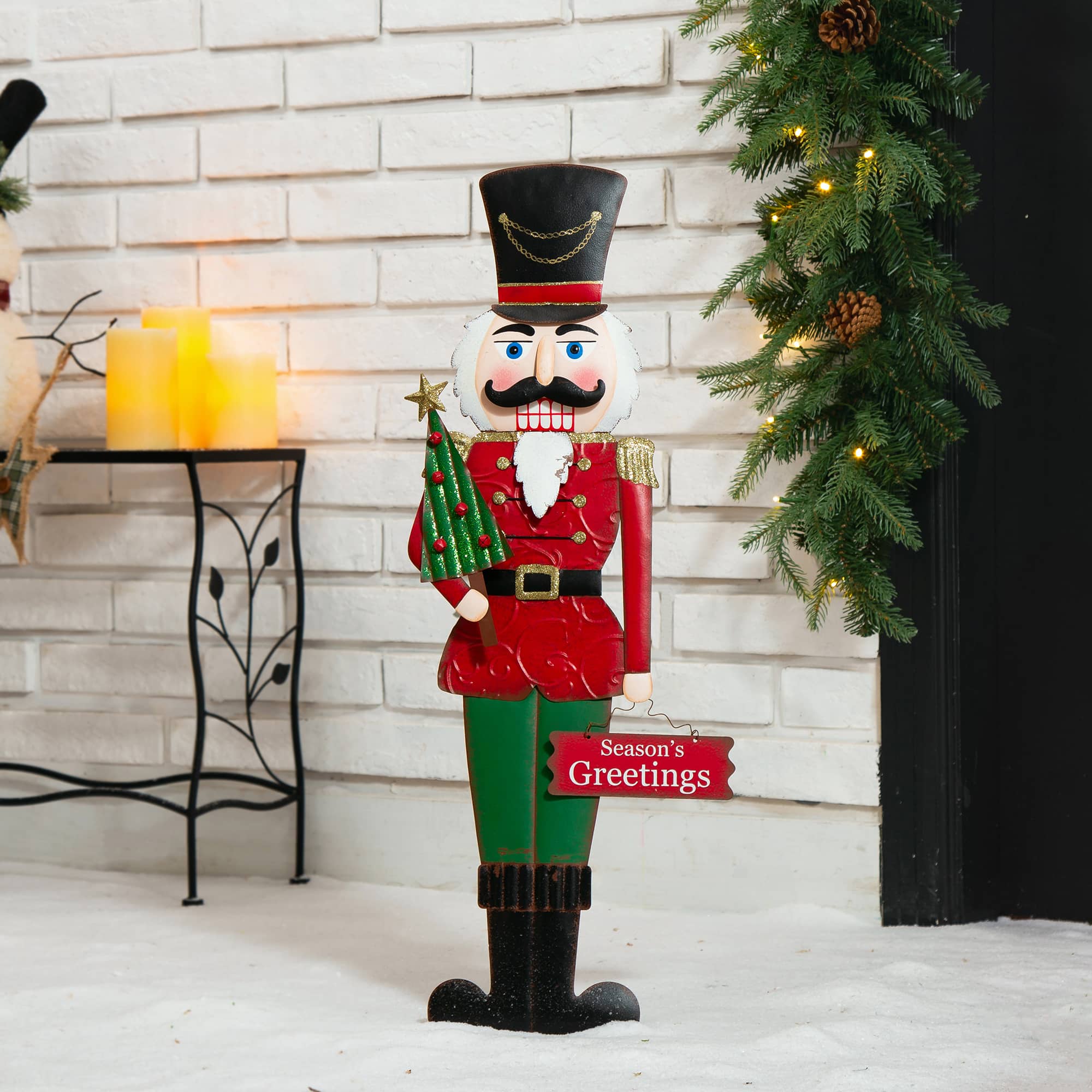 Glitzhome® 3ft. Metal Nutcracker Yard Stake