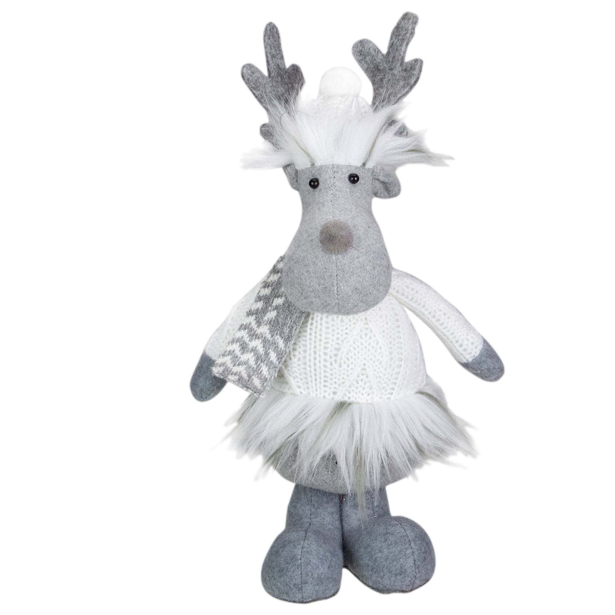 12.5'' Gray and White Standing Moose Tabletop Christmas Decoration