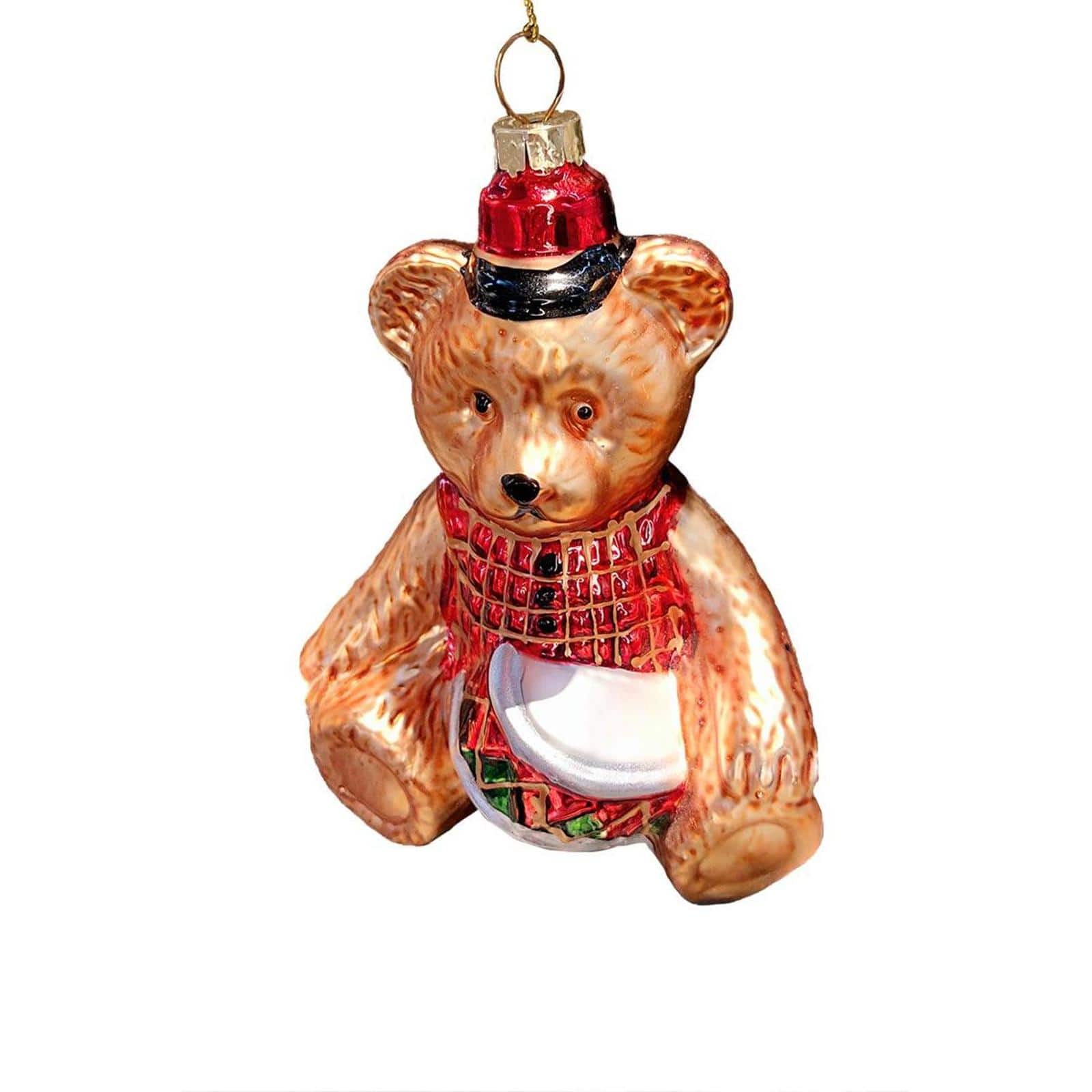 Wizardi 8.27" x 11.81" Ceramic Bear Christmas Ornament, 1pc.