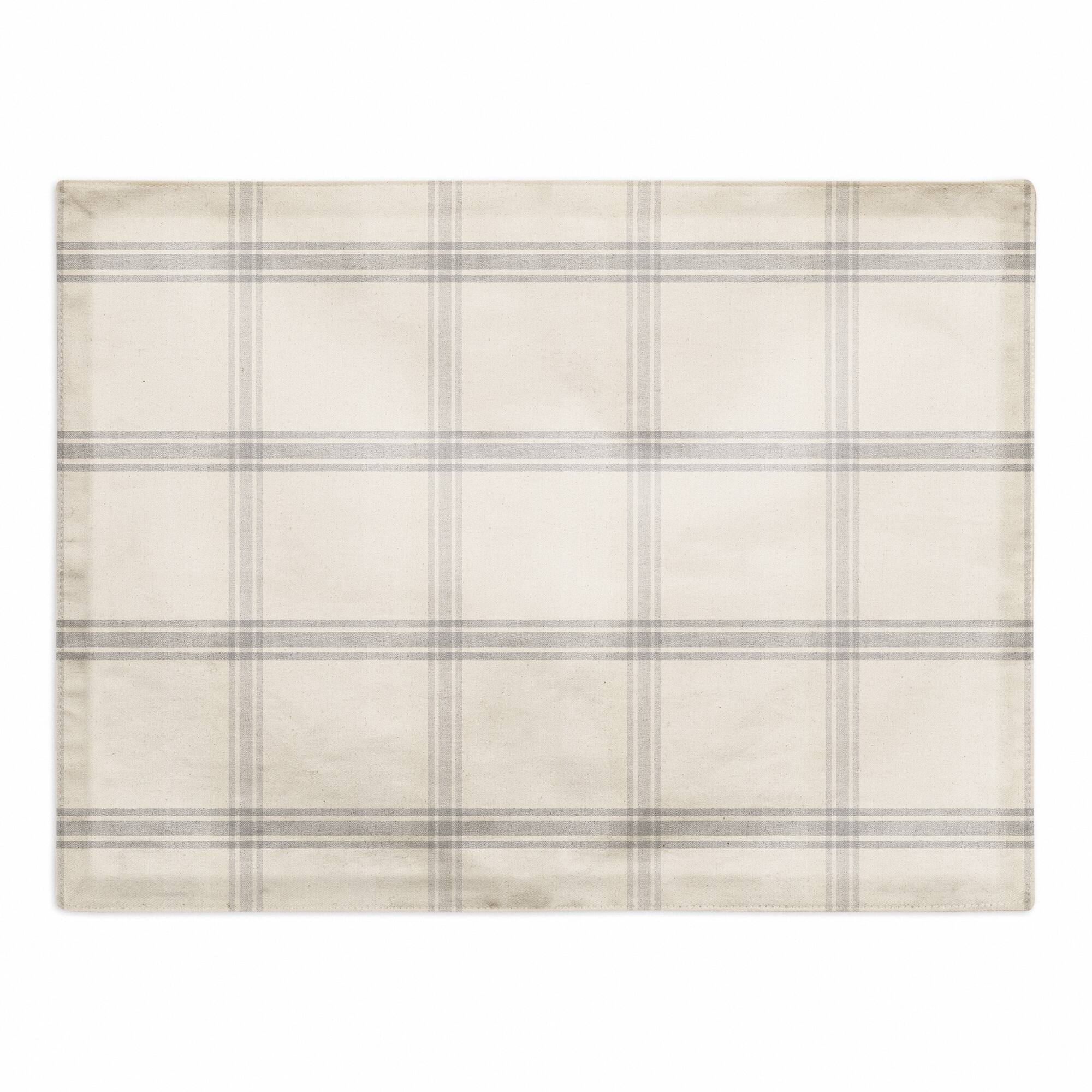 Gray Plaid Linen Polyester Twill Placemat