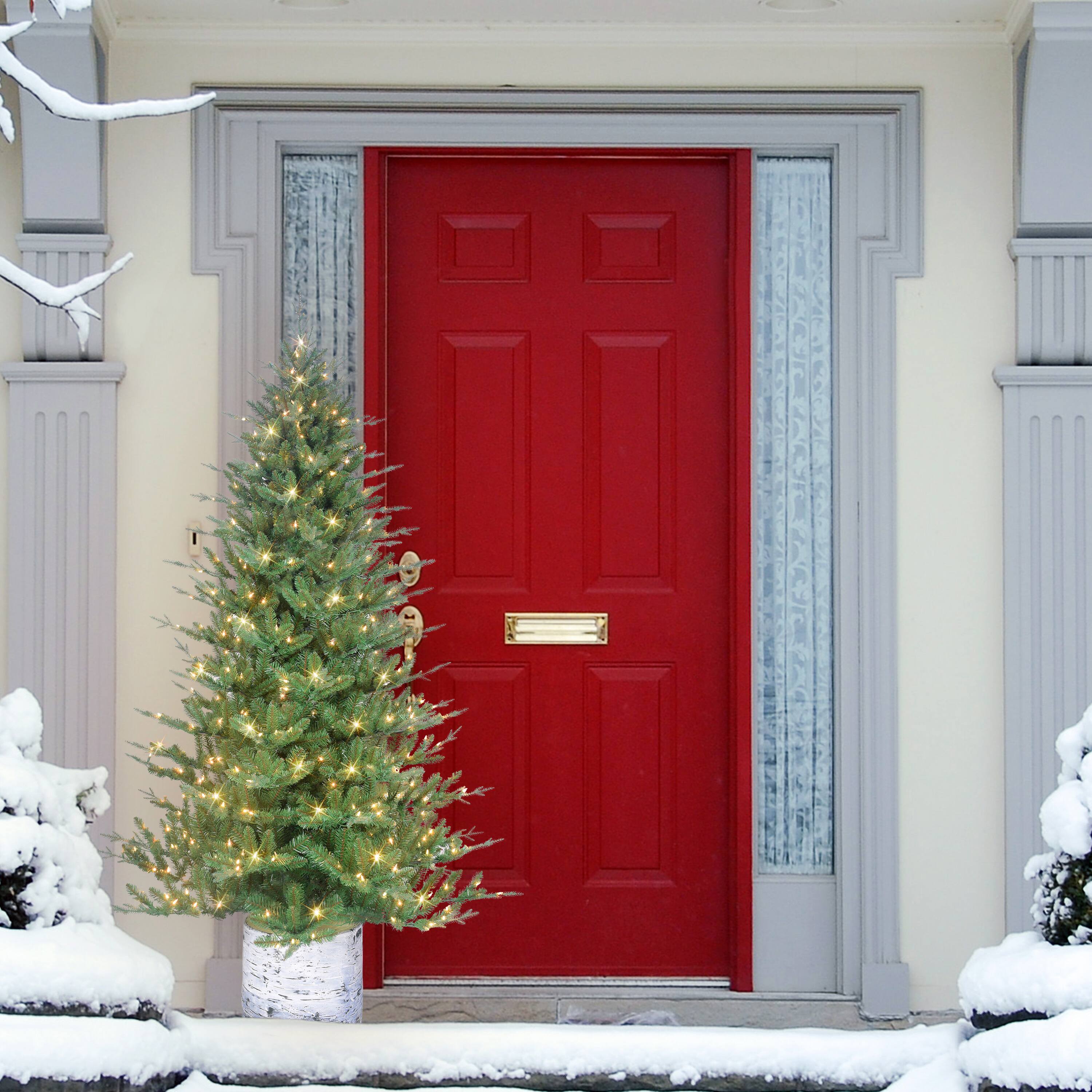 6.5ft. Pre-Lit Potted Pine Artificial Christmas Tree