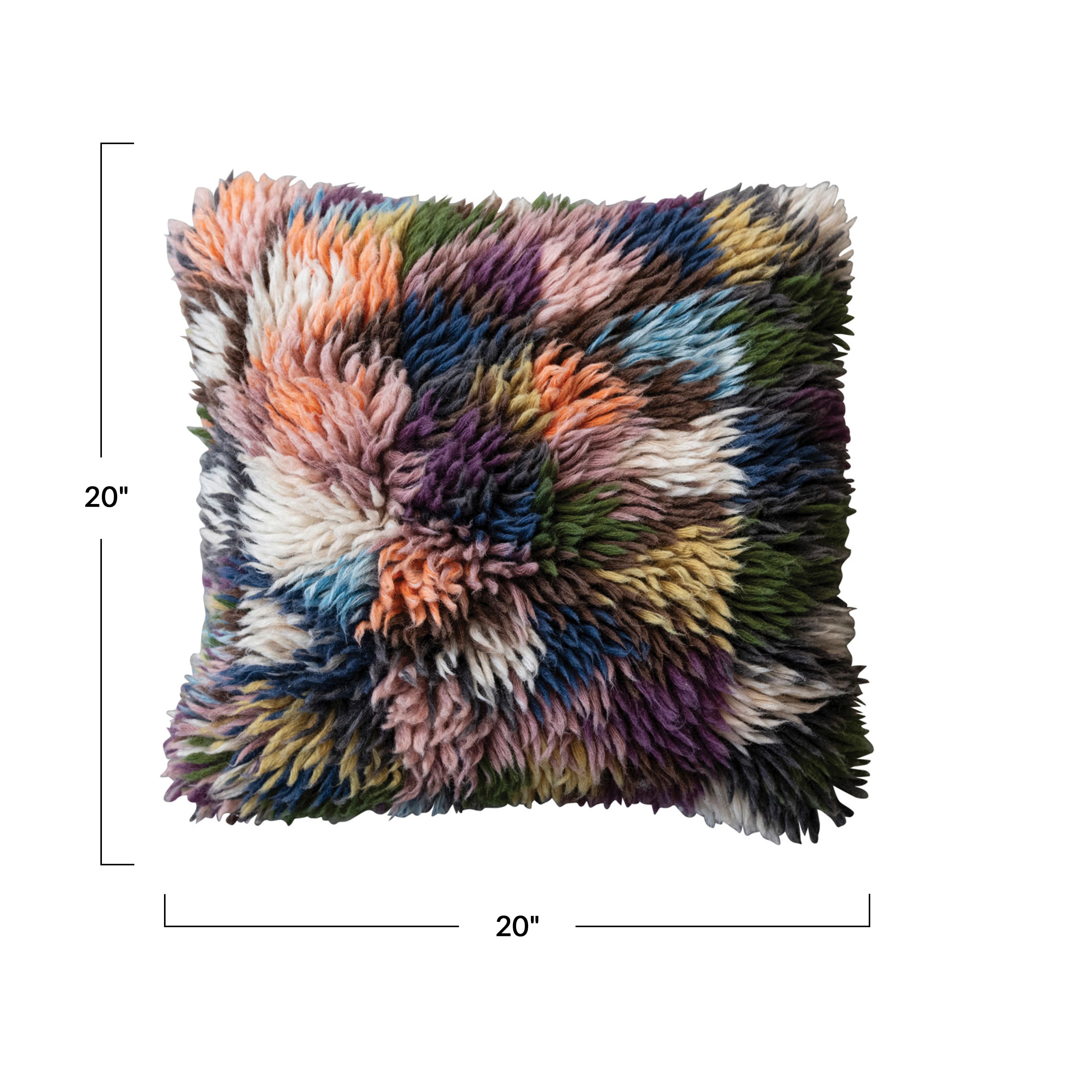 Hello Honey® 20" Multicolored Woven Wool Shag Pillow