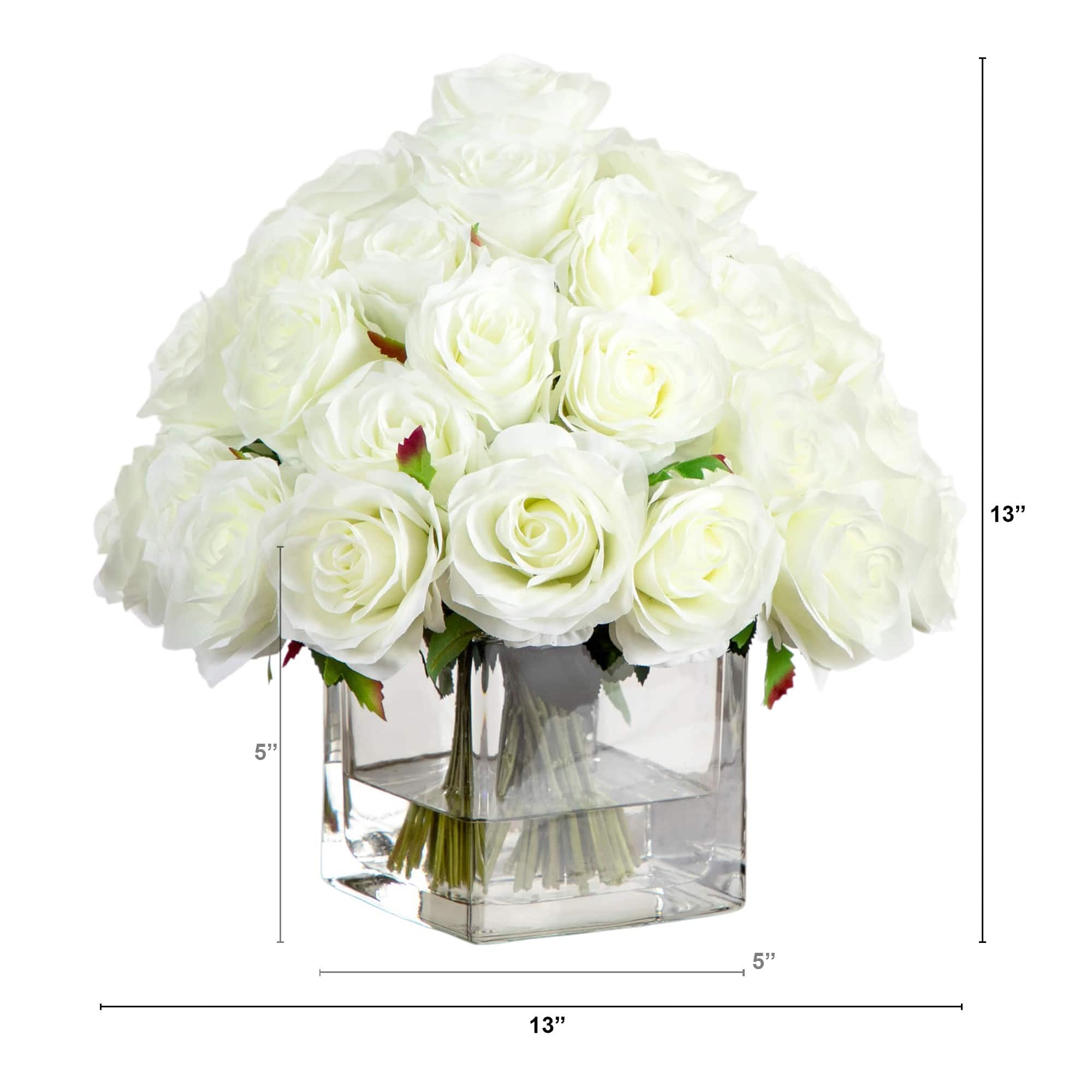 Wedding Collection 13in. Artificial Rose Arrangement in Glass Vase