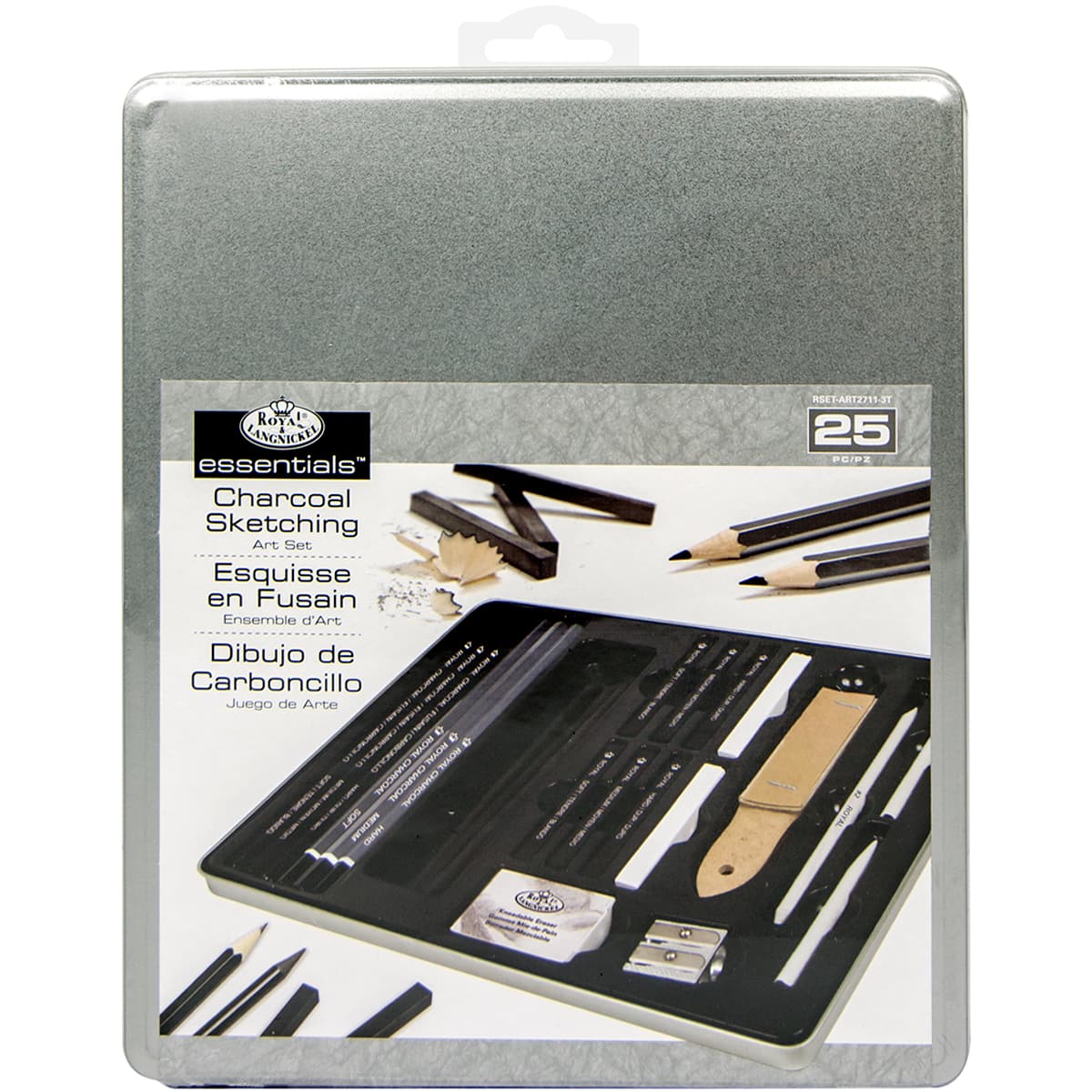 Royal &#x26; Langnickel&#xAE; Essentials&#x2122; Medium Charcoal Tin Set