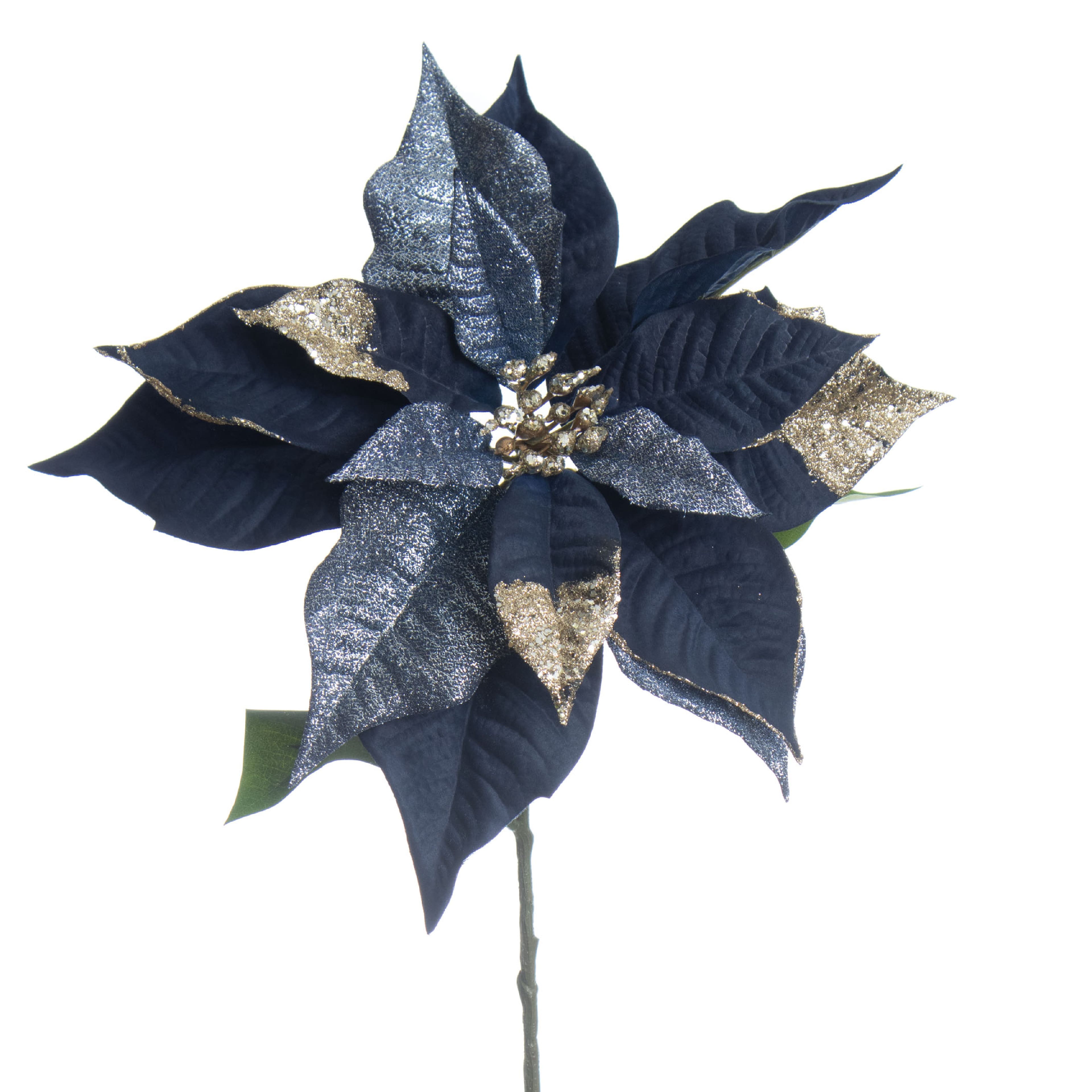 28&#x22; Blue &#x26; Silver Poinsettia Stem by Ashland&#xAE;