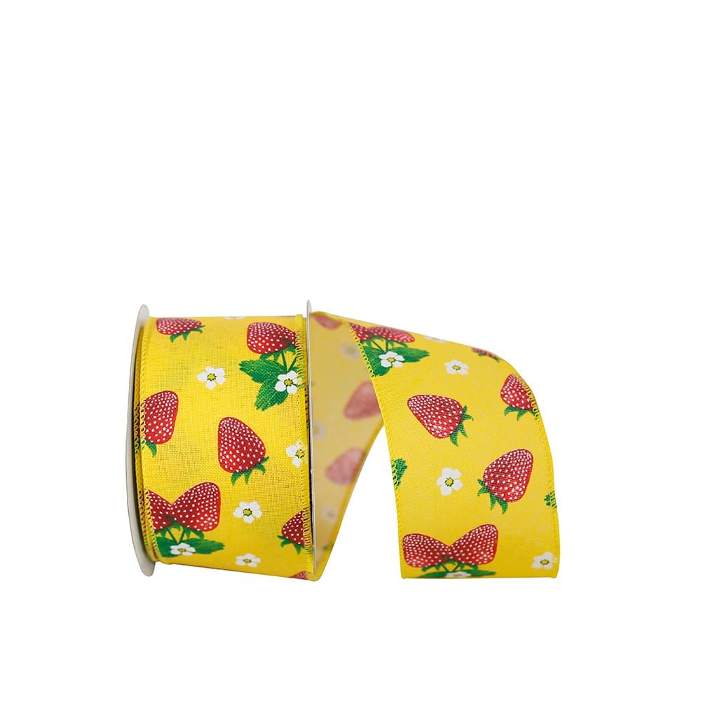 JAM Paper 2.5&#x22; x 10yd. Wired Strawberry &#x26; Blossoms Ribbon
