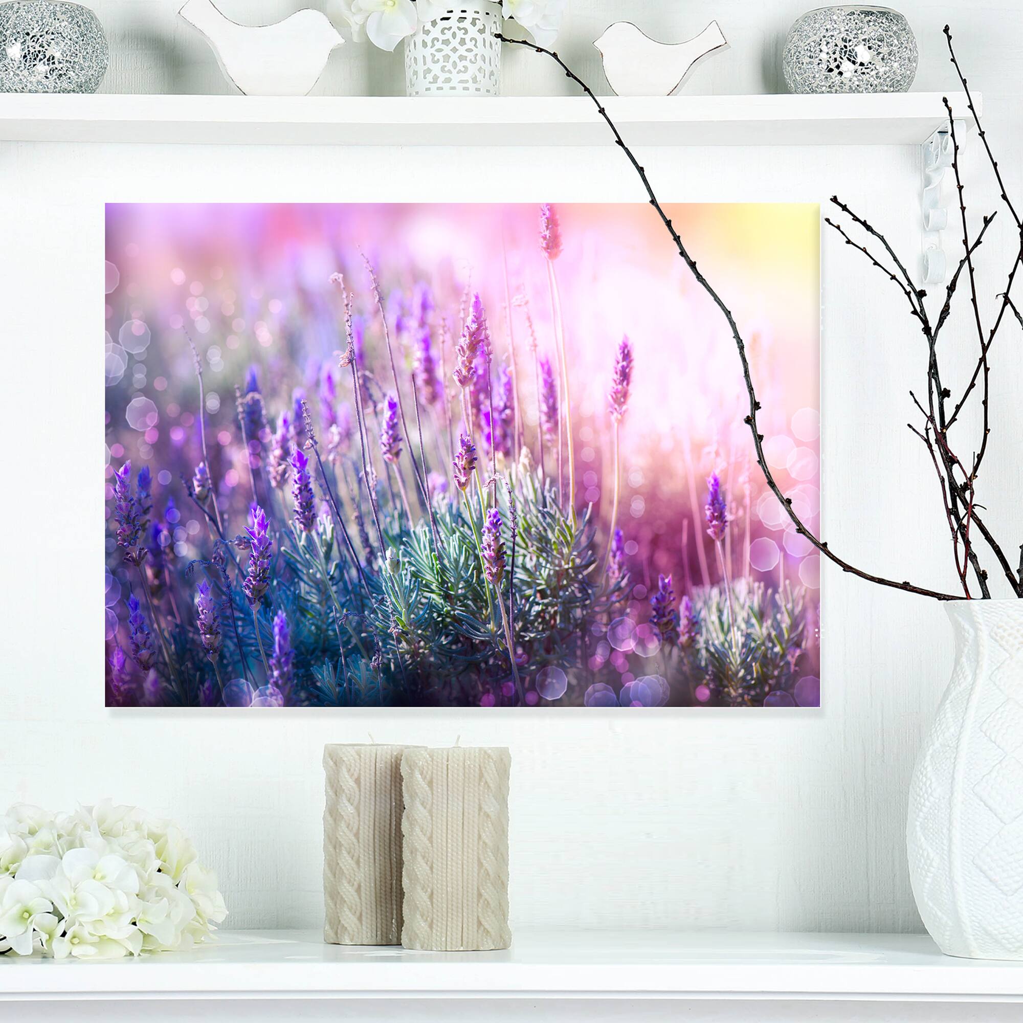 Designart - Growing and Blooming Lavender - Floral Canvas Art print